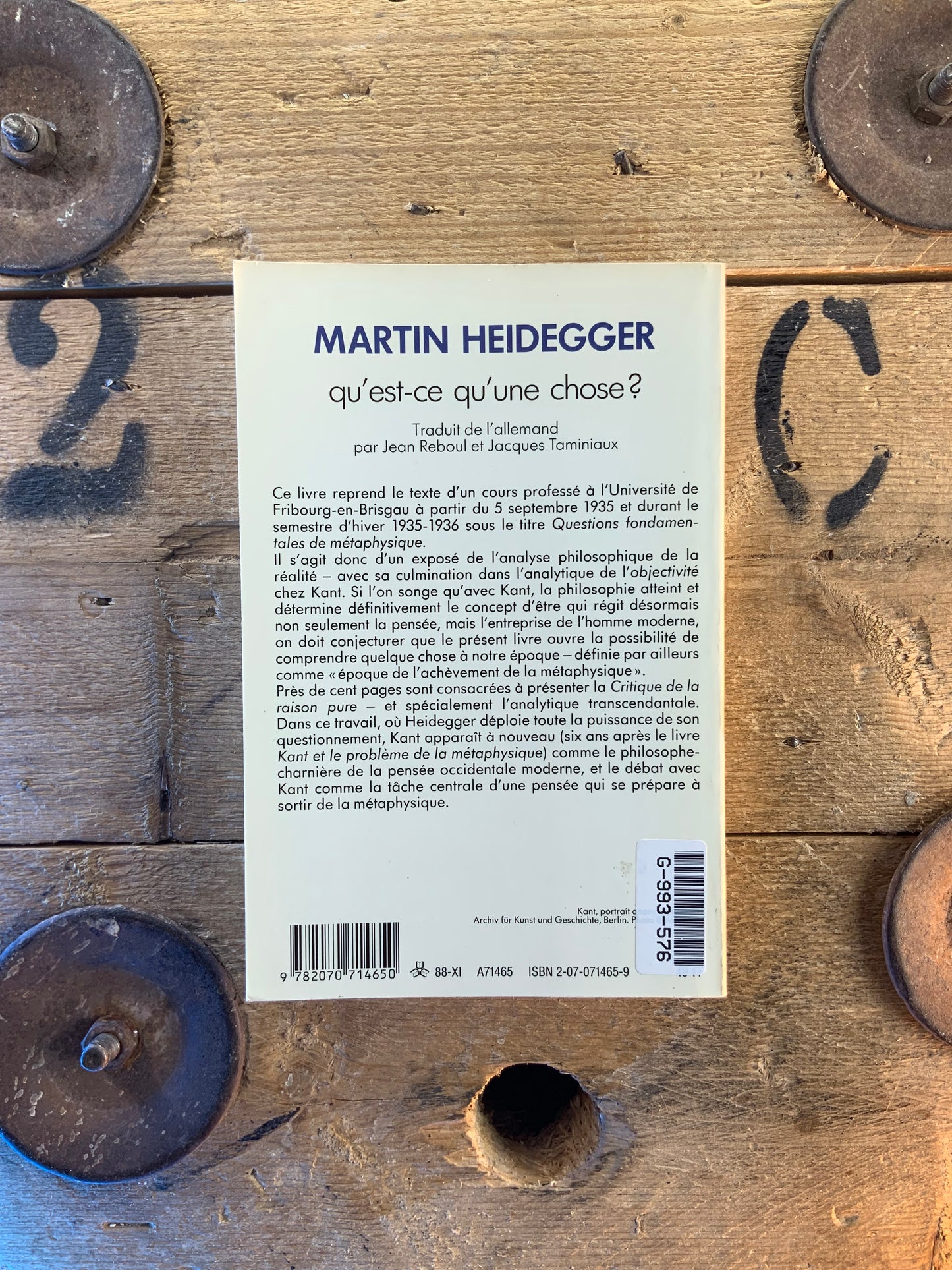 Qu’est-ce qu’une chose ? - Martin Heidegger