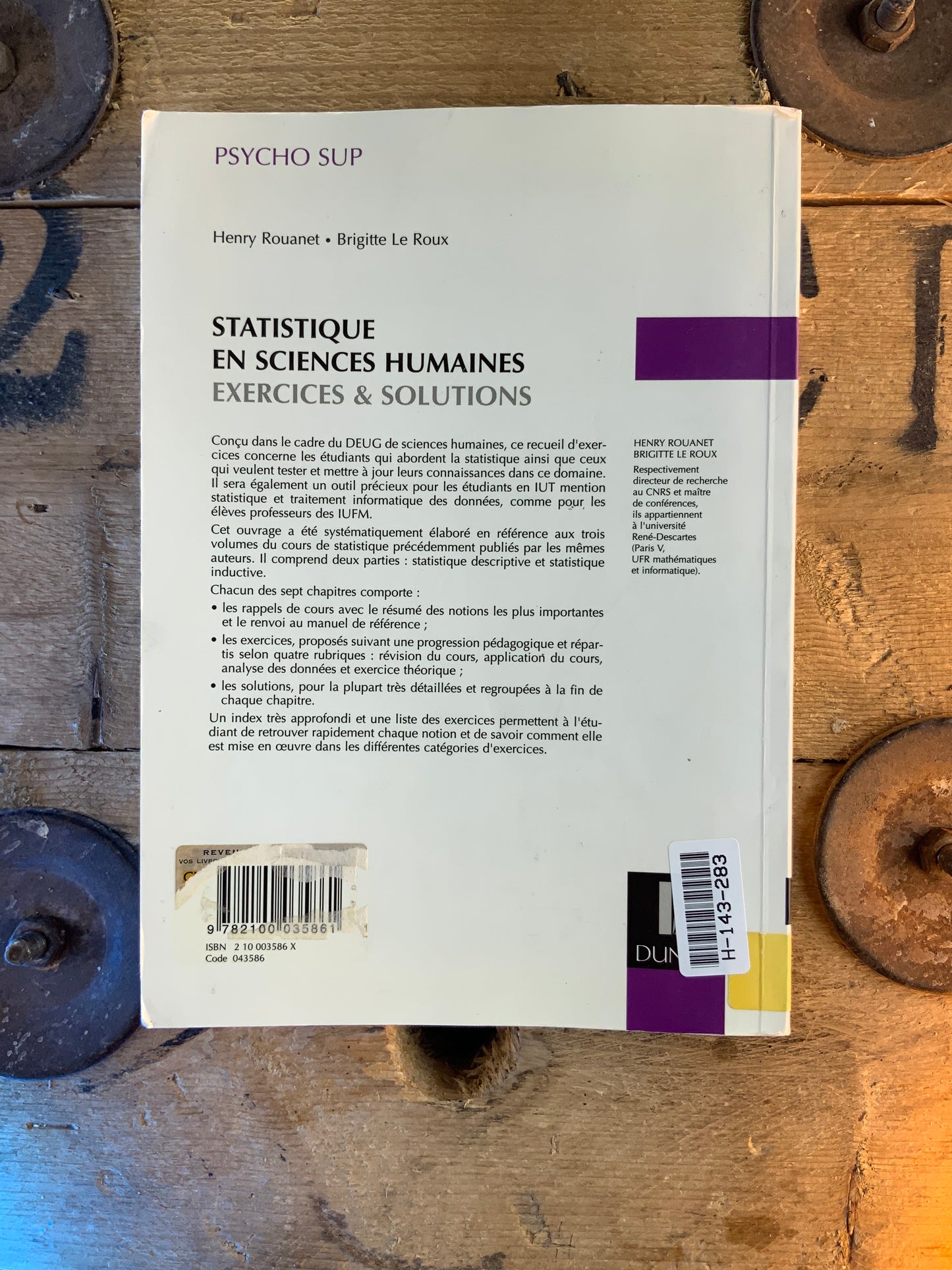 Statistique en sciences humaines : Exercices et solutions - Henry Rouanet et Brigitte Le Roux
