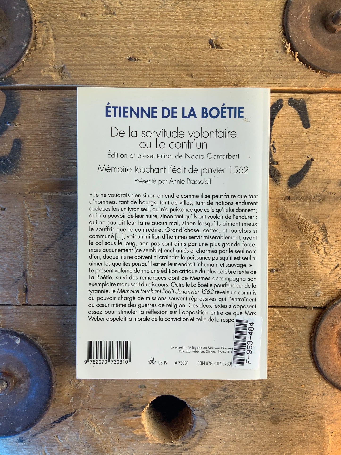 De la servitude volontaire ou Le contr’un - Étienne de La Boétie