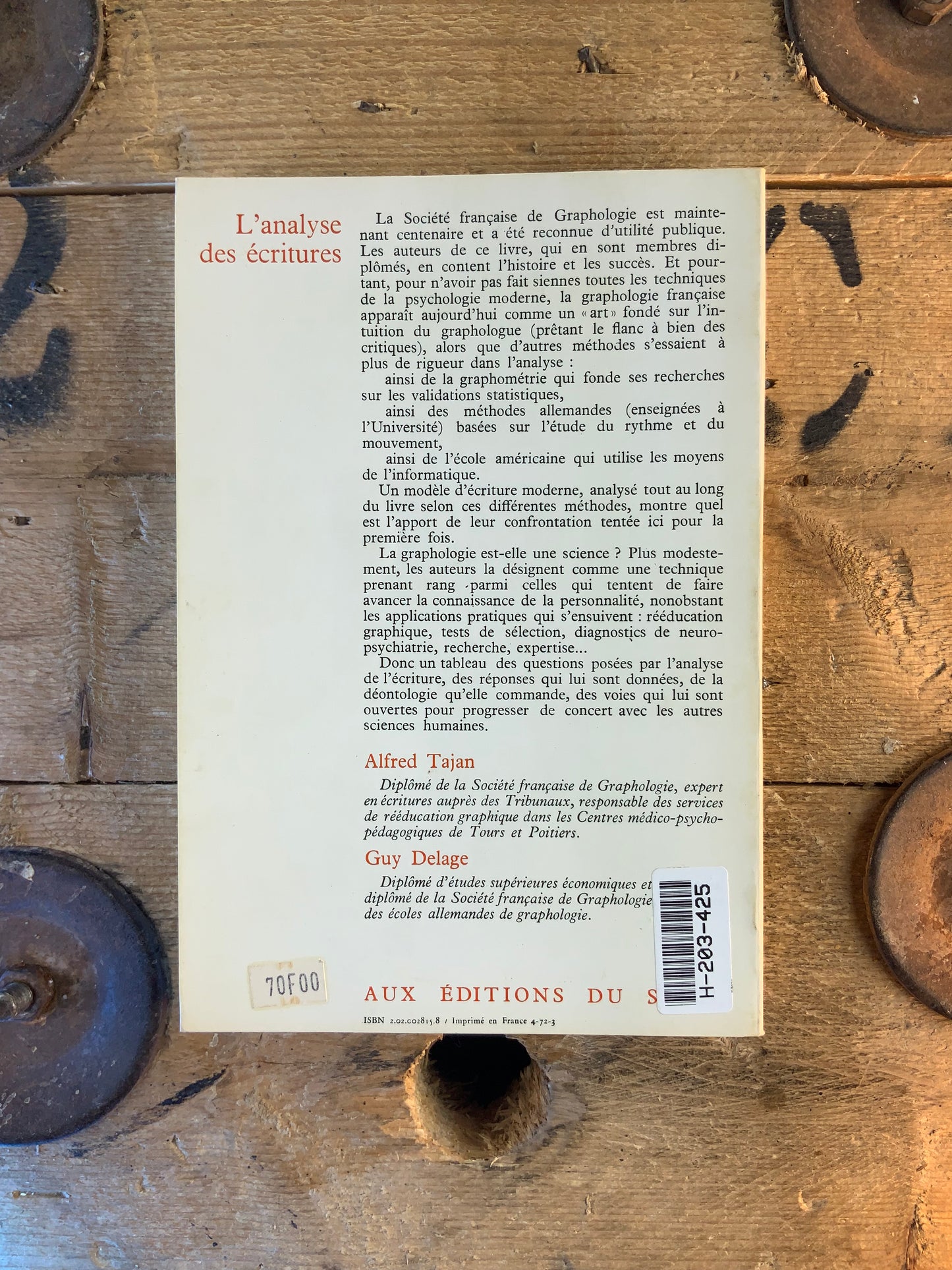L’analyse des écritures : techniques st utilisations - A. Tajan et G. Delage