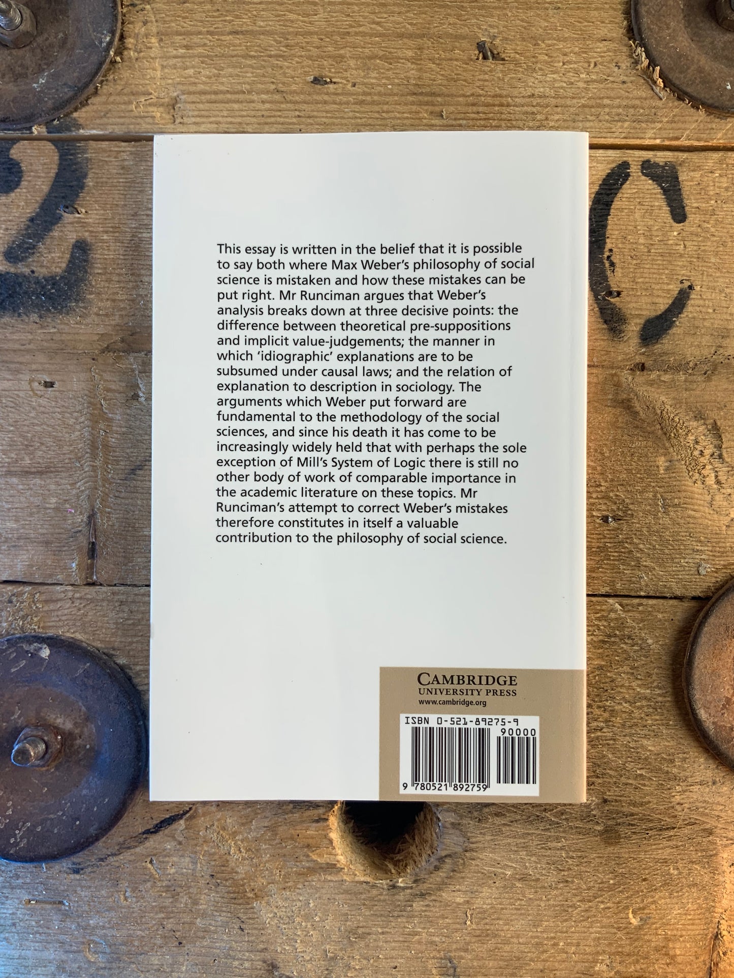 A critique of Max Weber’s philosophy of social science - W.G. Runciman