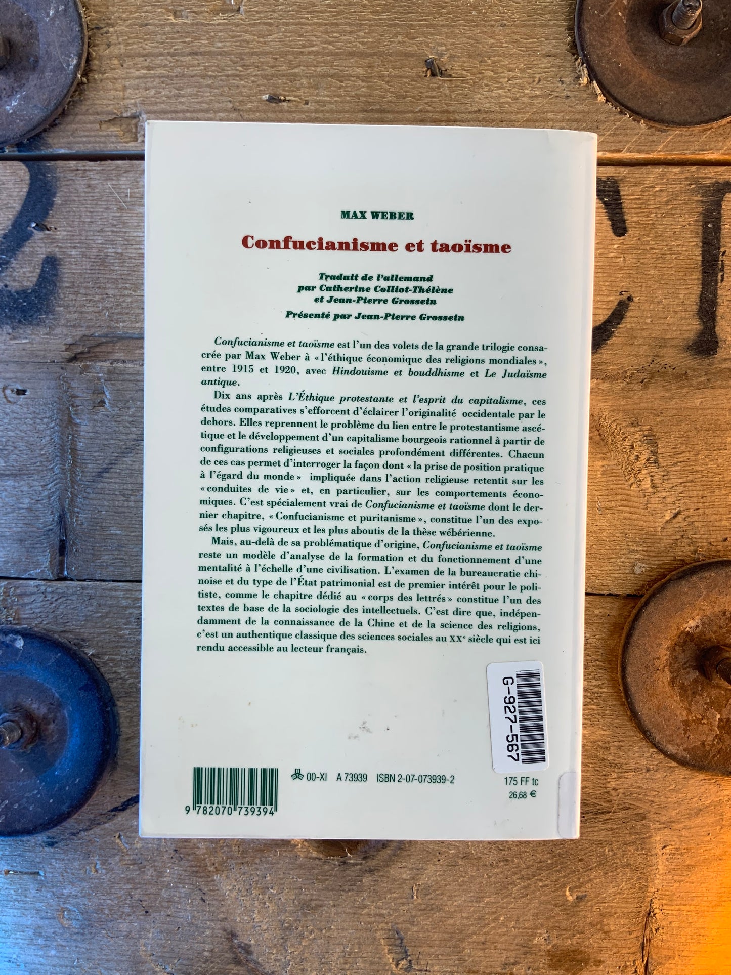 Confucianisme et taoïsme - Max Weber