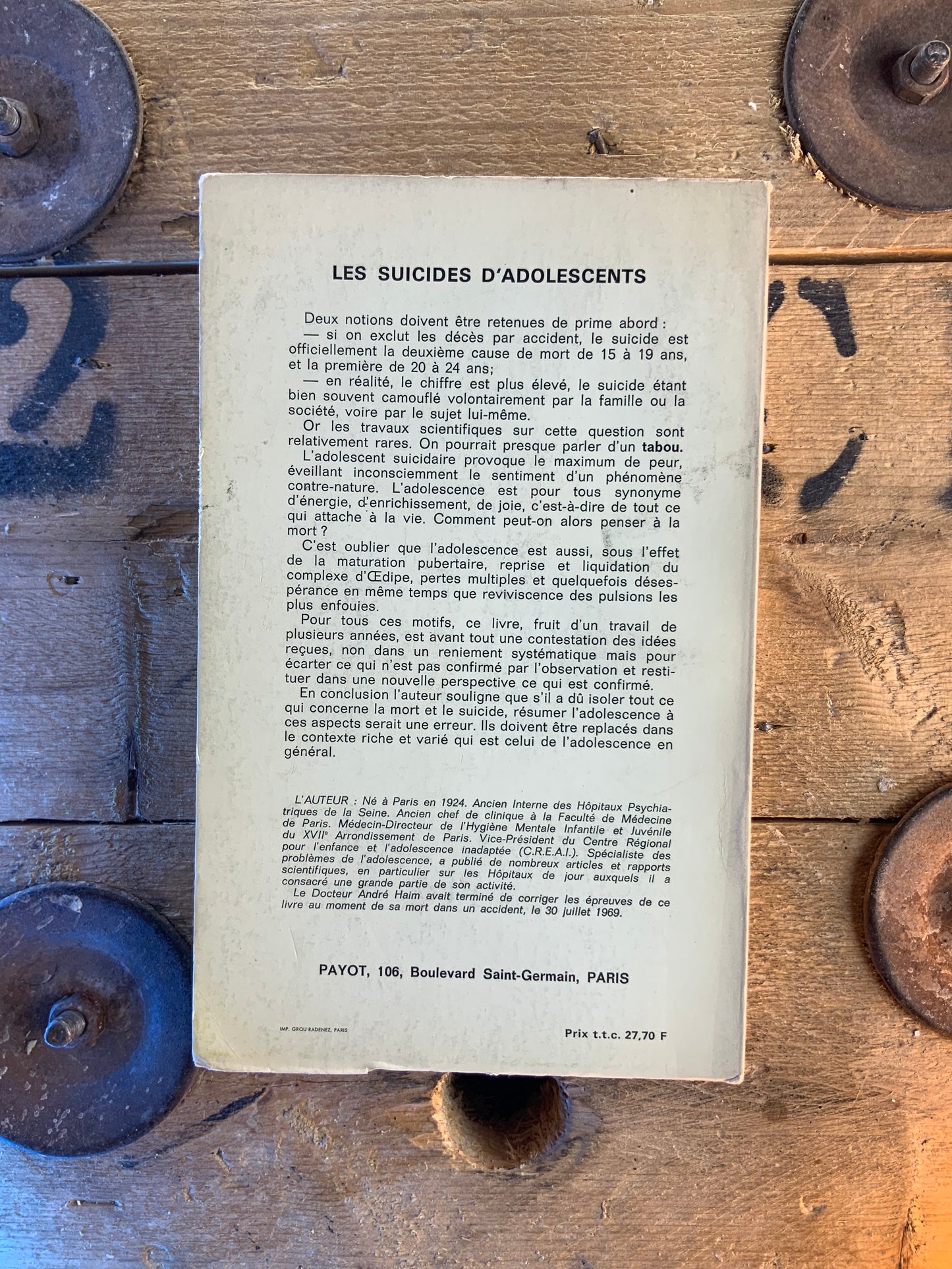 Les suicides d’adolescents - André Haim