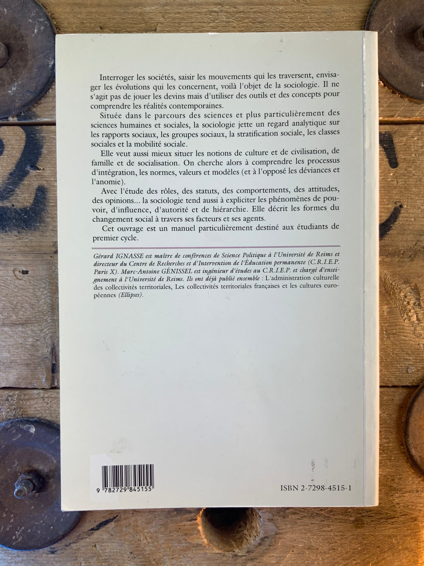 Introduction à la sociologie - Gérard Ignasse et Marc-Antoine Genissel