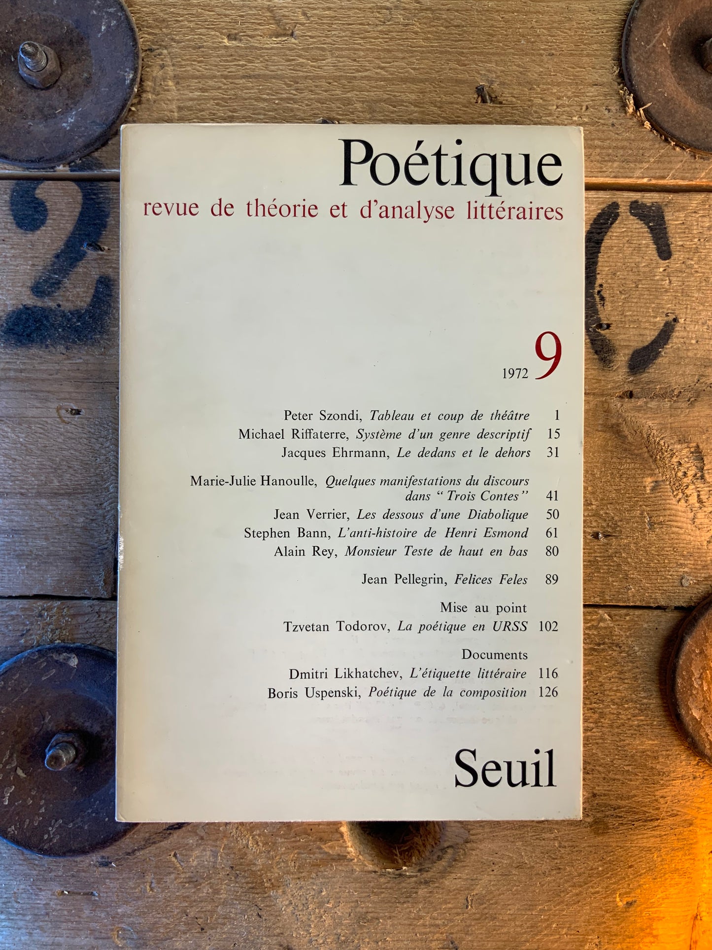 Poétique : revue de théorie et d’analyse littéraire 9 - 1972