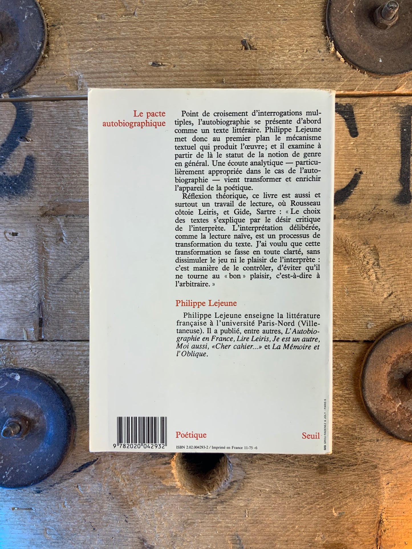 Le pacte autobiographique - Philippe Lejeune
