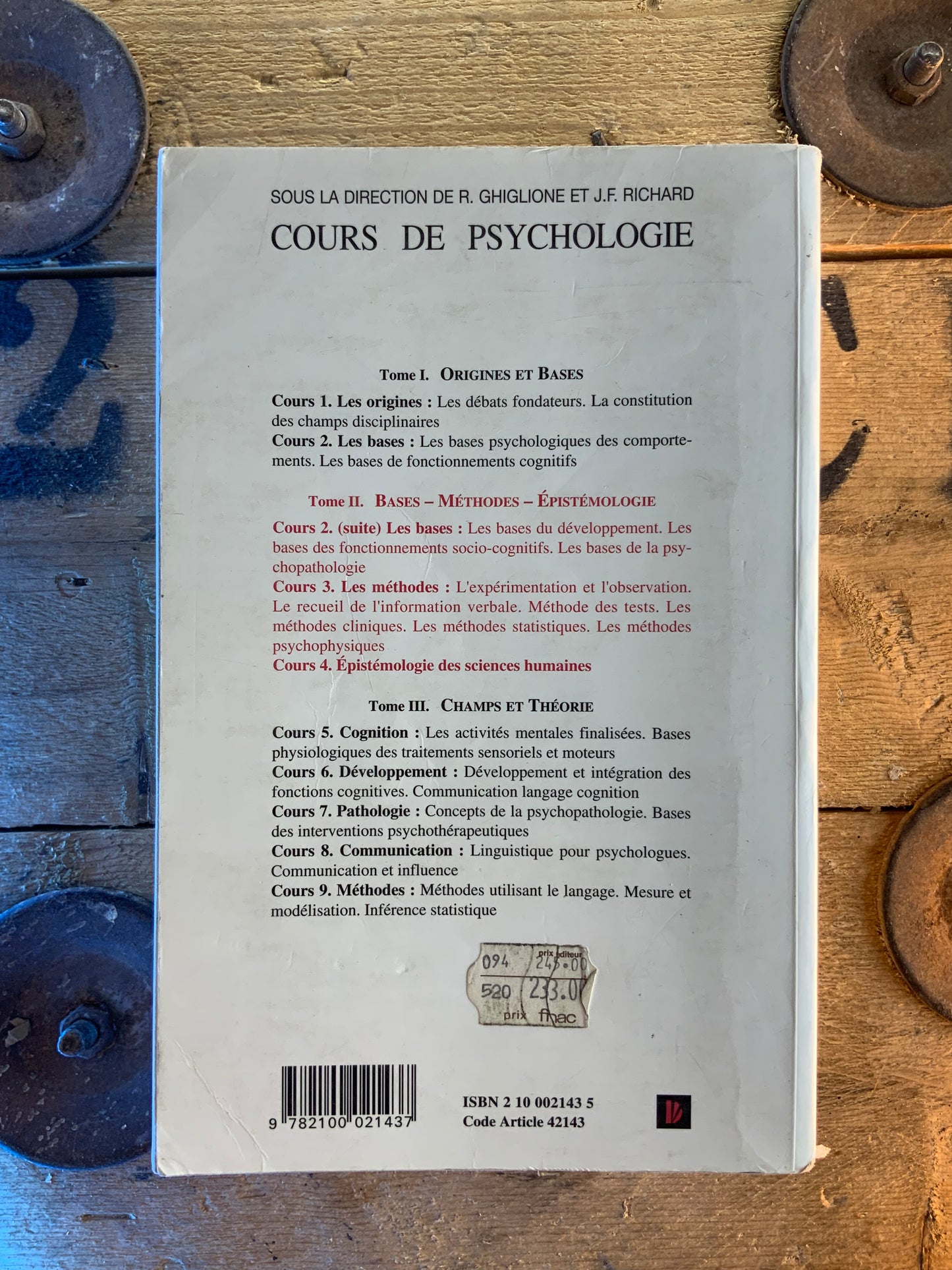 Cours de psychologie : Bases méthodes épistémologie
