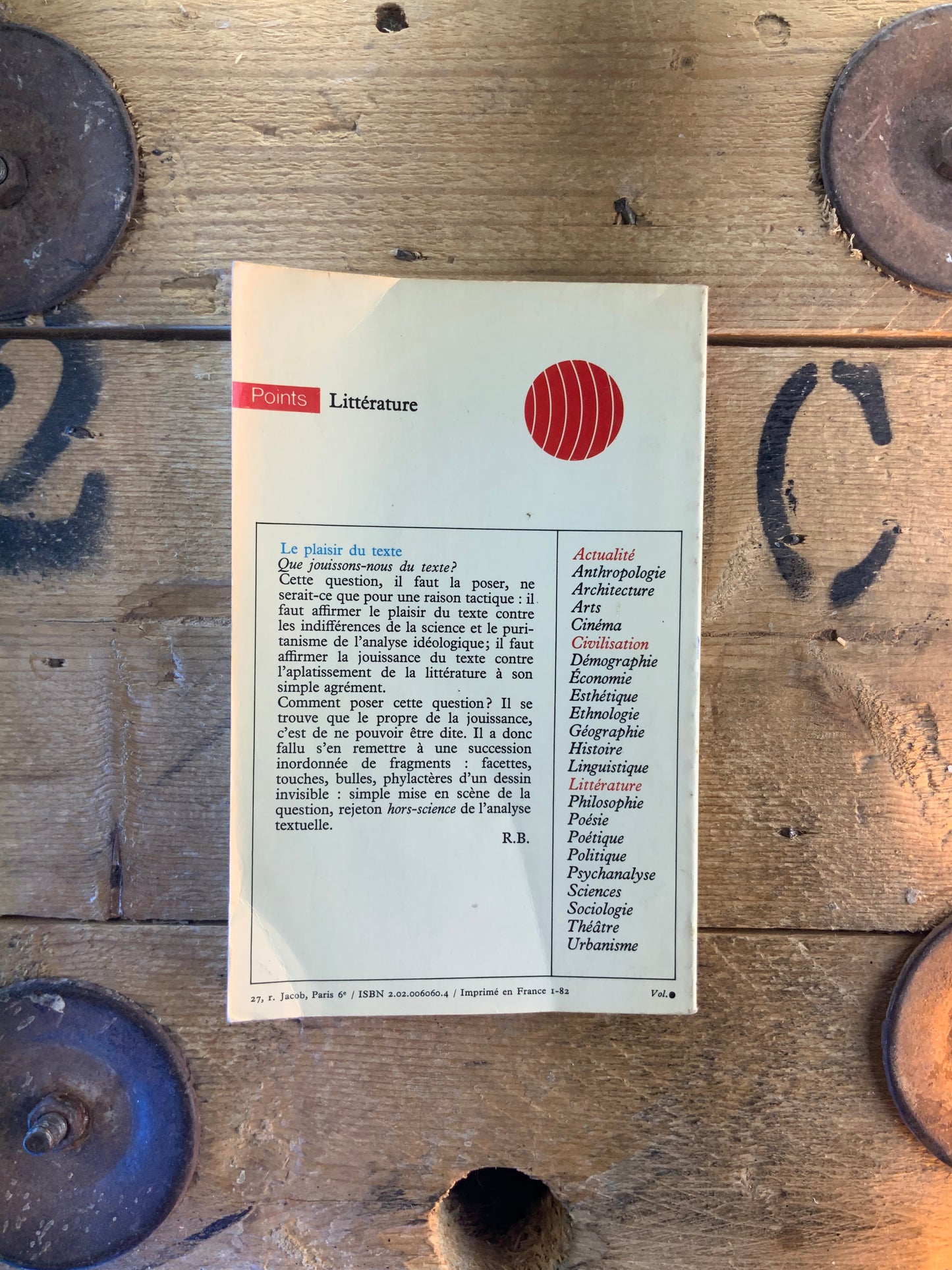 Le plaisir du texte - Roland Barthes