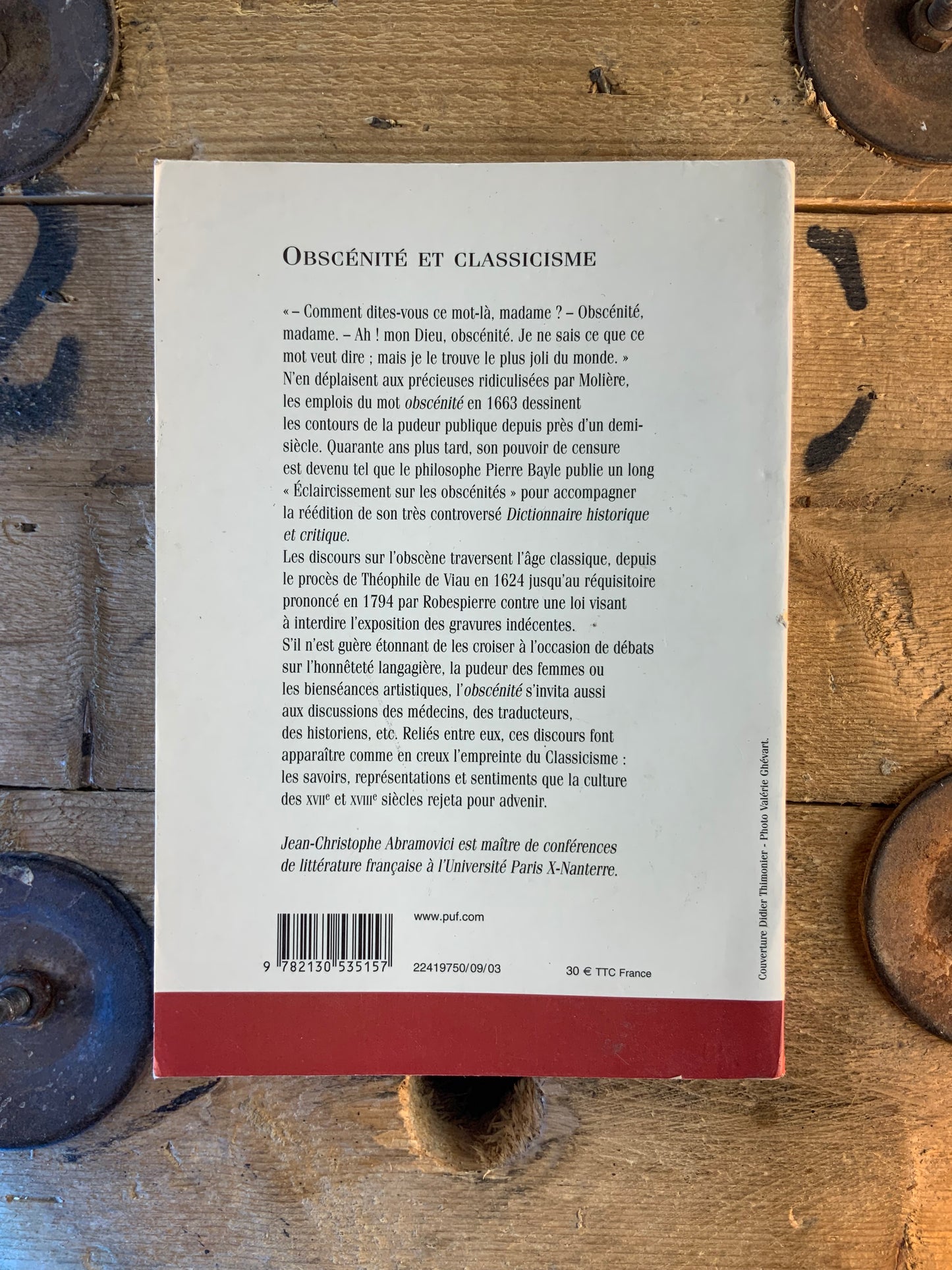 Obscénité et classicisme - Jean-Christophe Abravomici