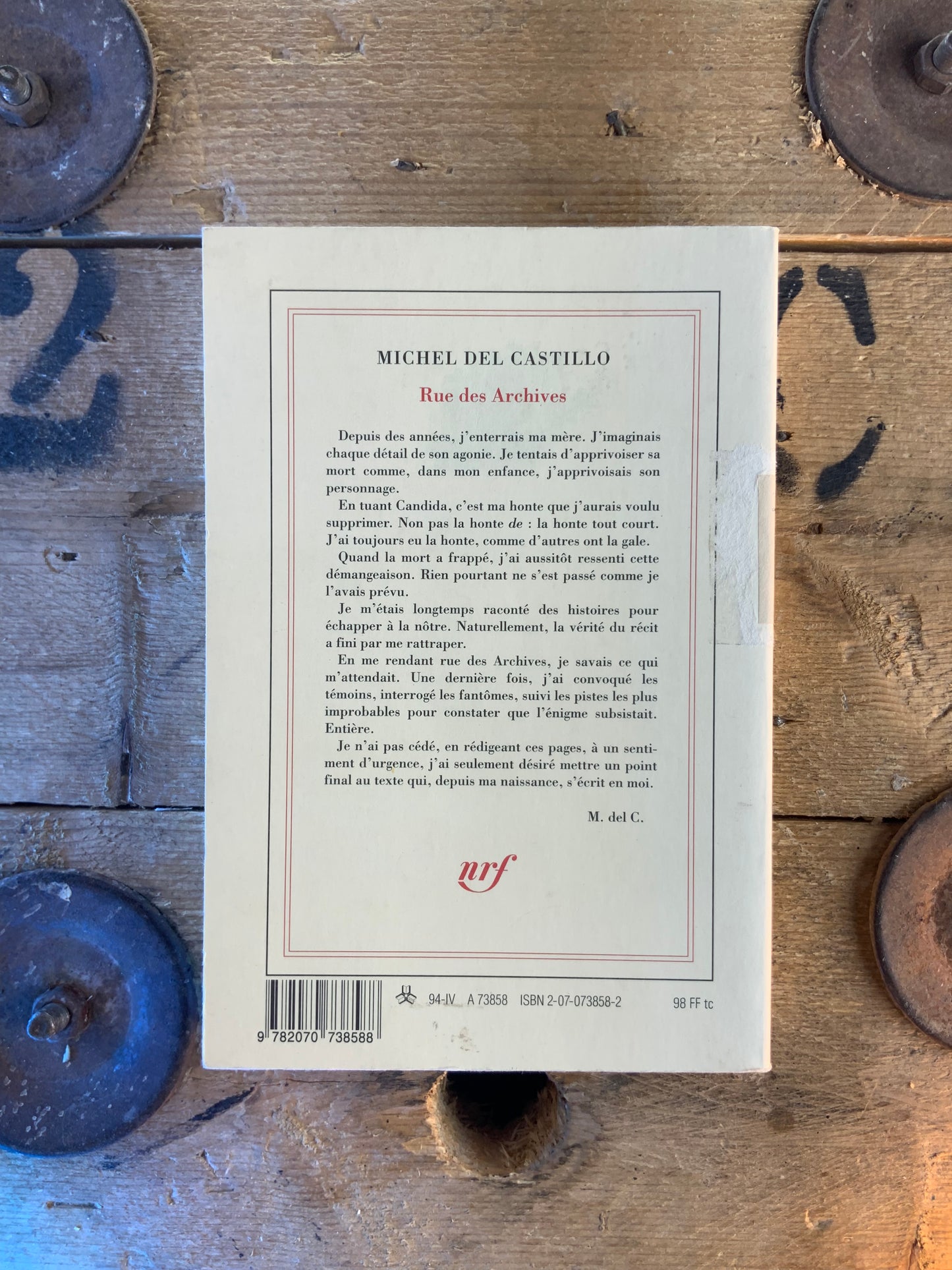 Rue des archives - Michel Del Castillo