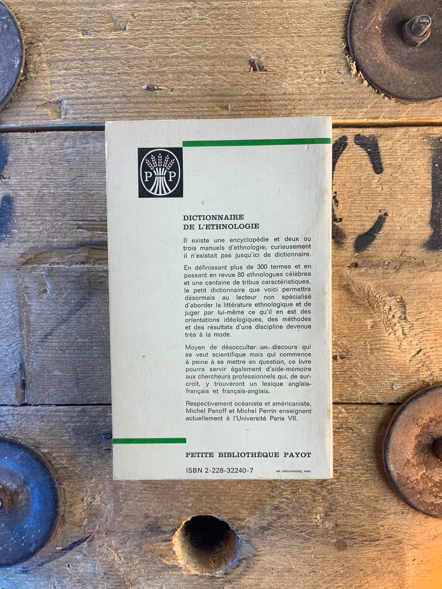 Dictionnaire de l’ethnologie - Michel Panoff et Michel Perrin