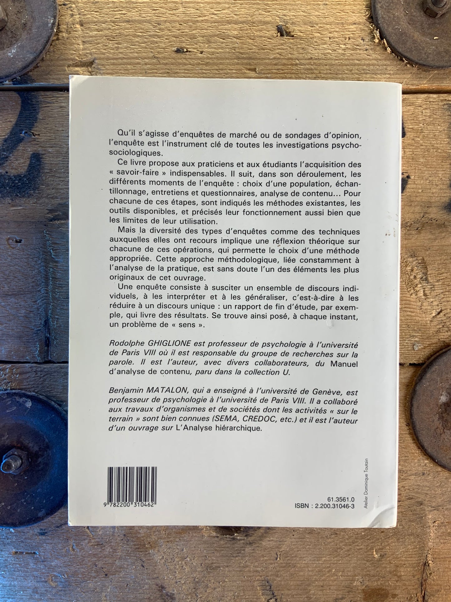 Les enquêtes sociologiques : théories et pratique - Rodolphe Ghiglione et Benjamin Matalon