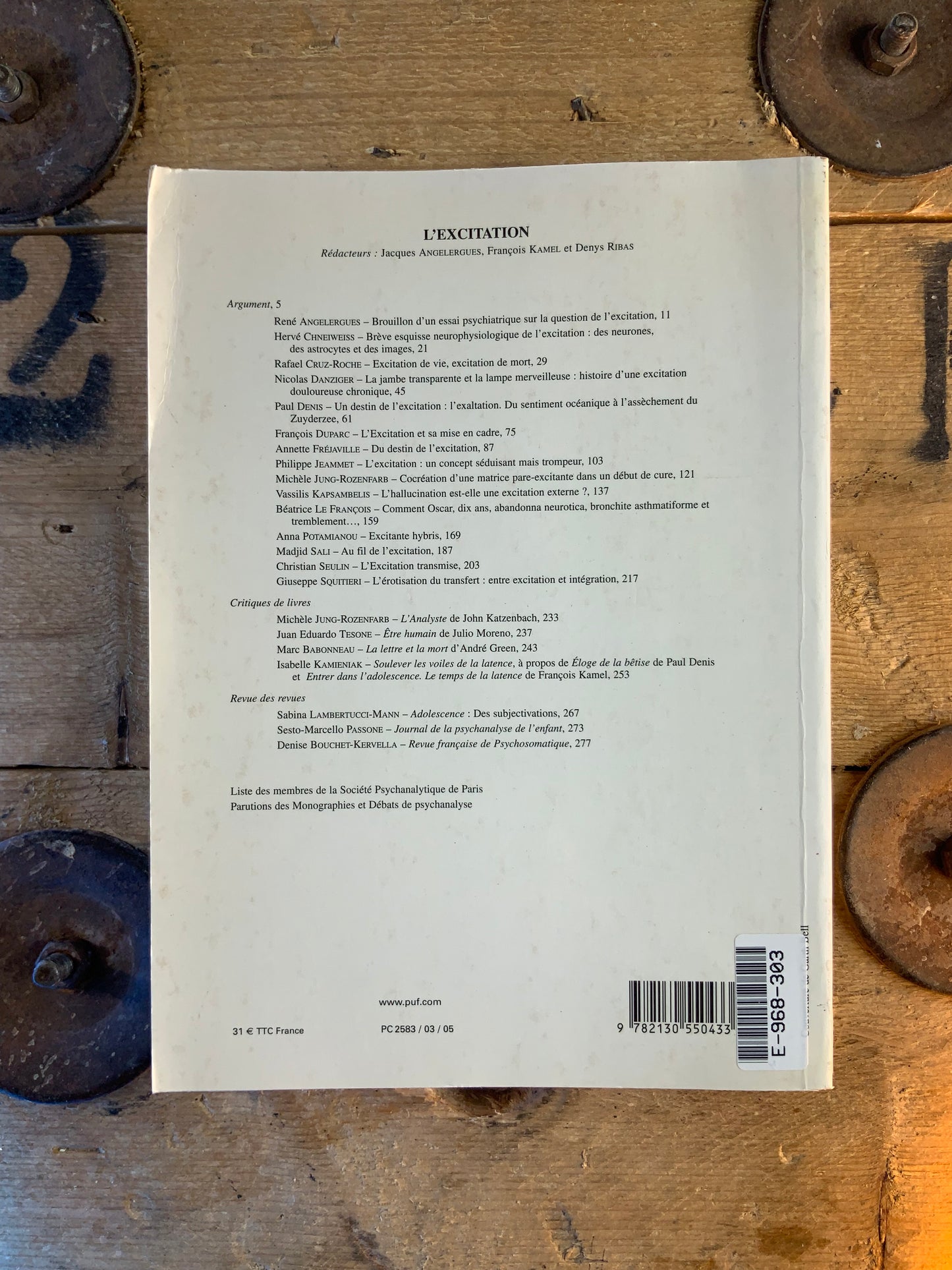 Revue Française de Psychanalyse : L’excitation