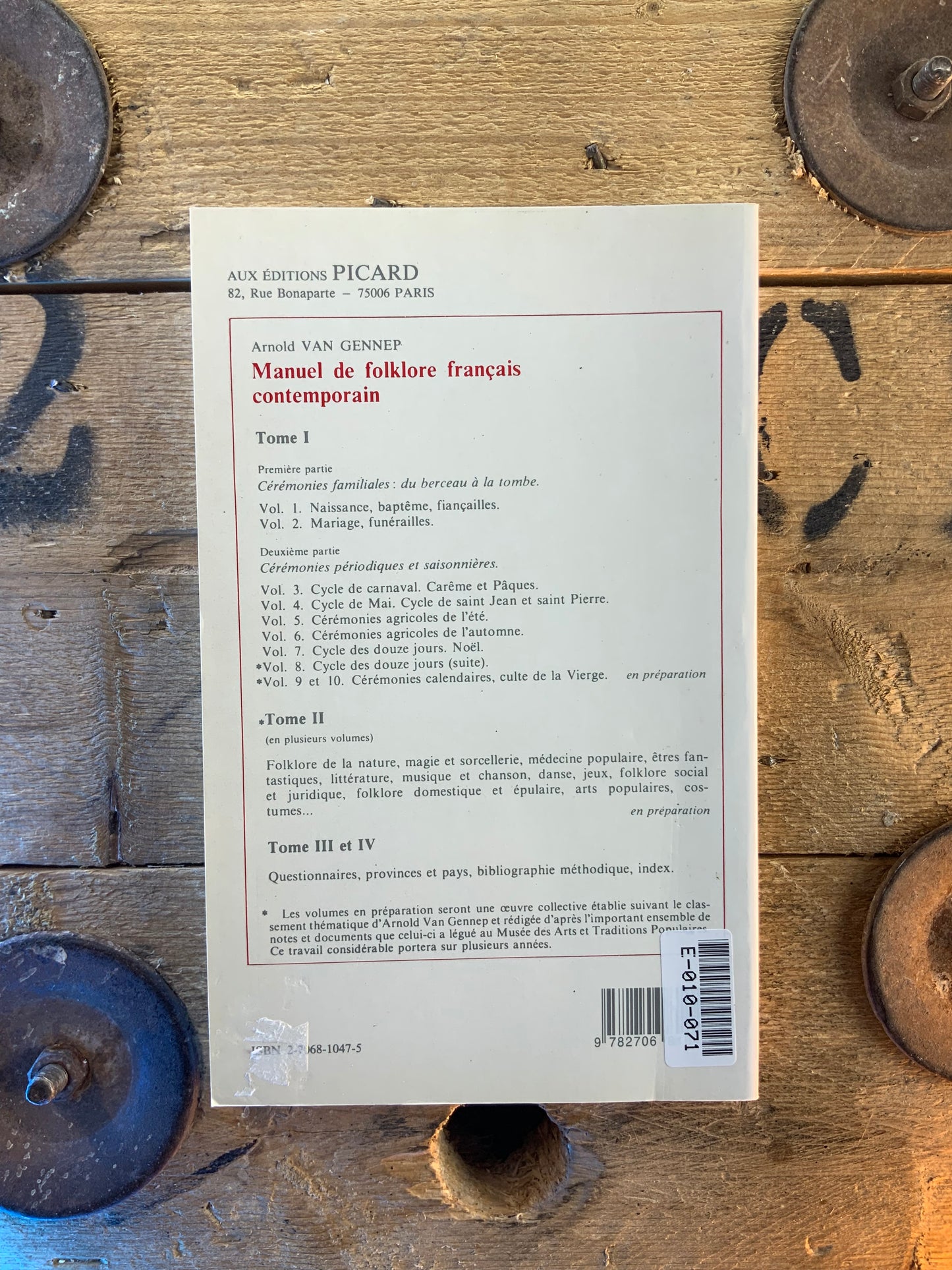 Manuel de folklore français contemporains : Supplément à la biliographie méthodique - Van Arnold Gennep