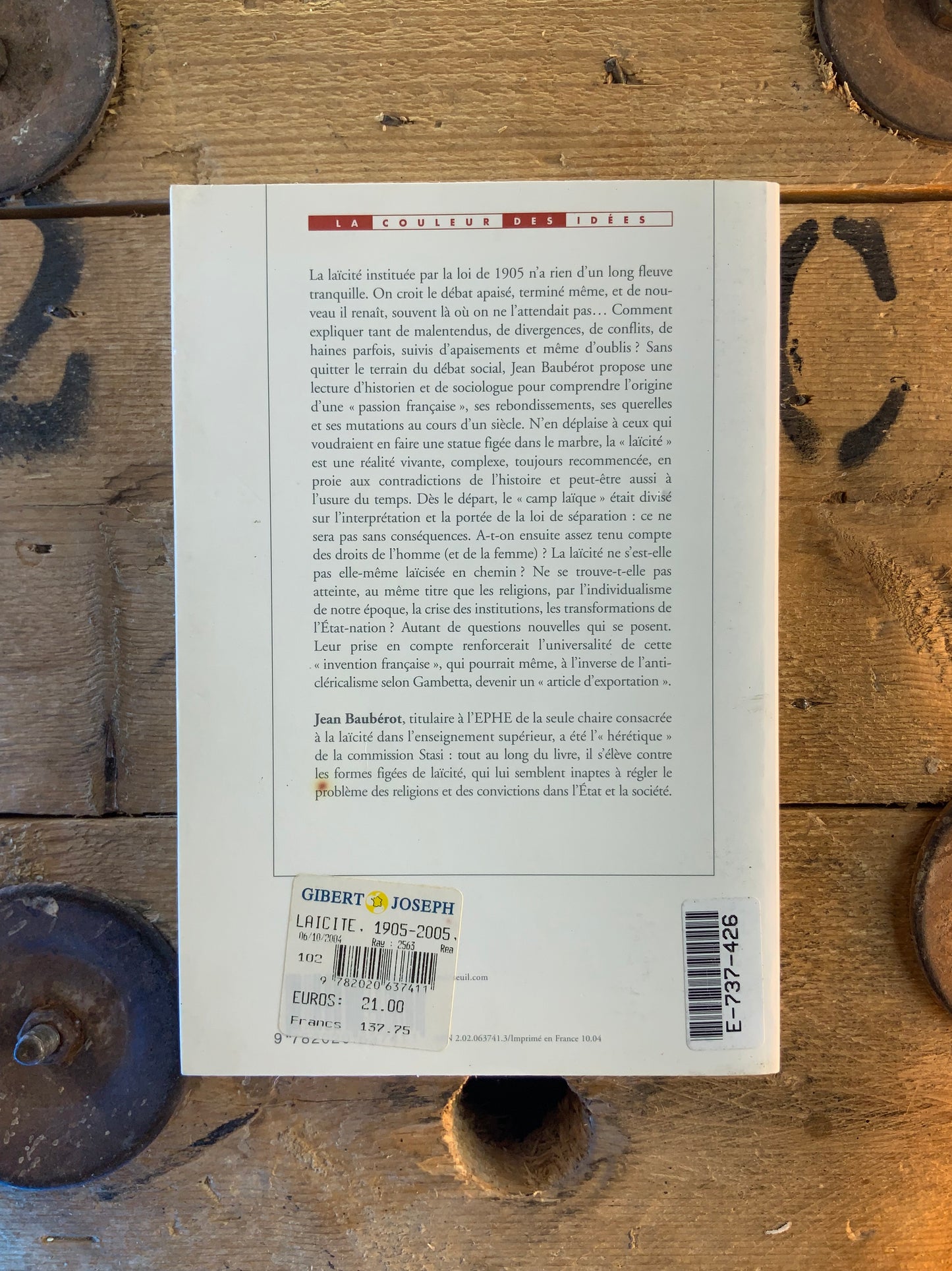 Laïcité 1905-2005, entre passion et raison - Jean Baubérot