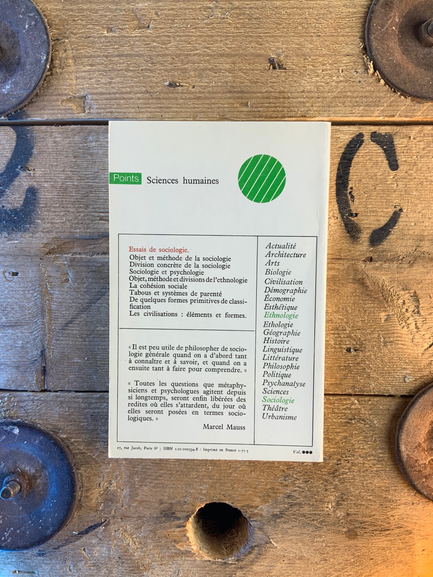 Essais de sociologie - Marcel Mauss