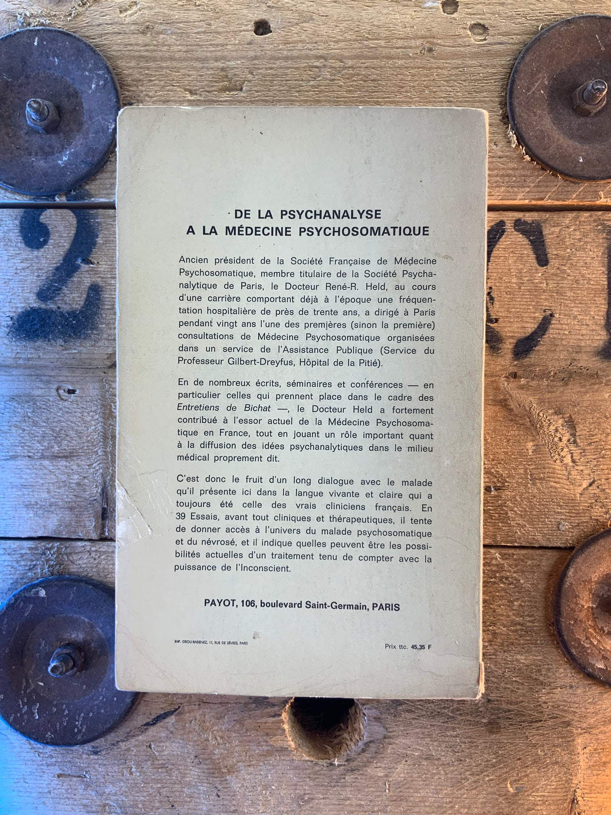 De la psychanalyse à la médecine psychosomatique - Dr. René R. Held