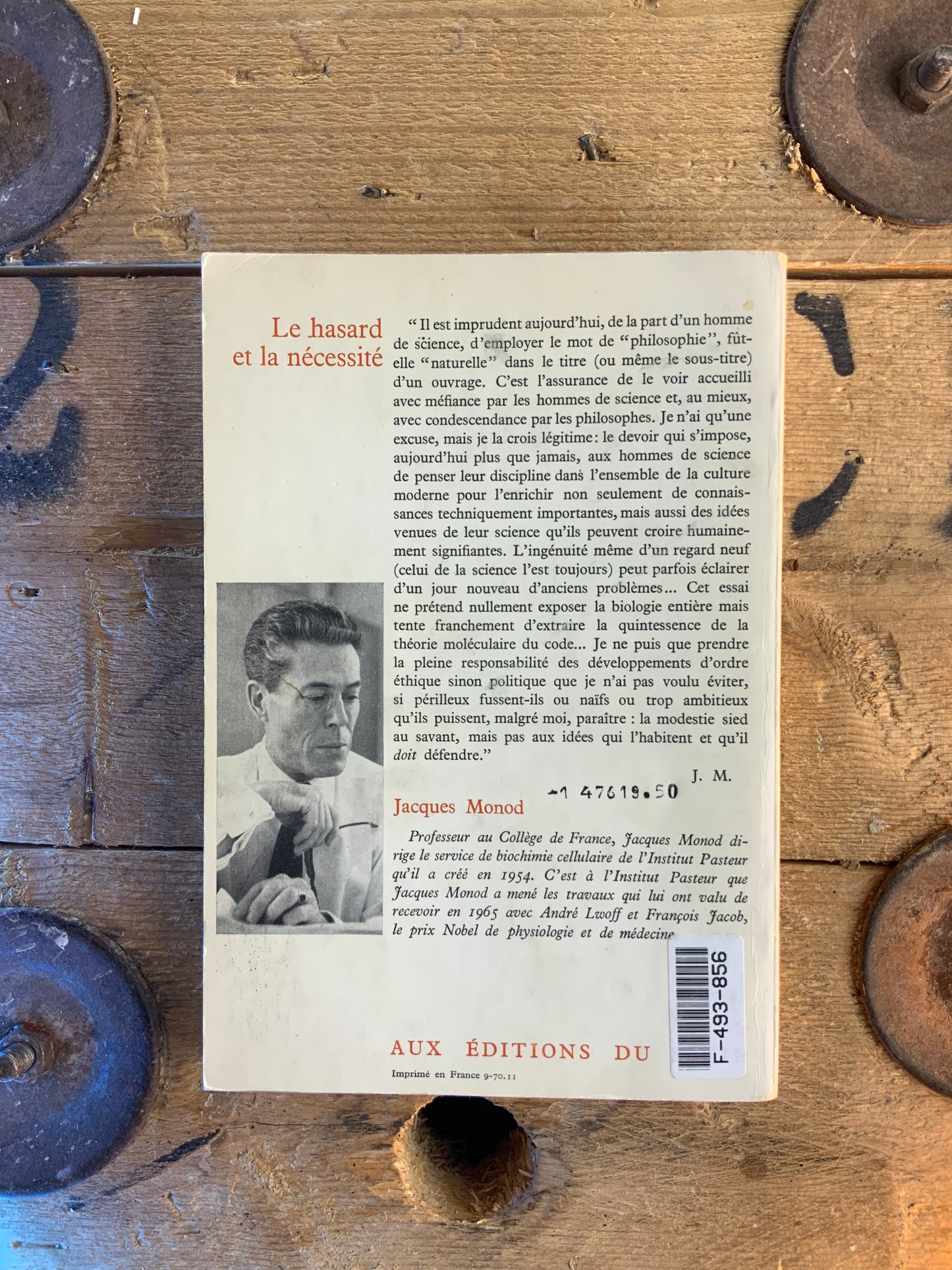 Le hasard et la nécessité : essai sur la philosophie naturelle de la biologie moderne - Jacques Monod