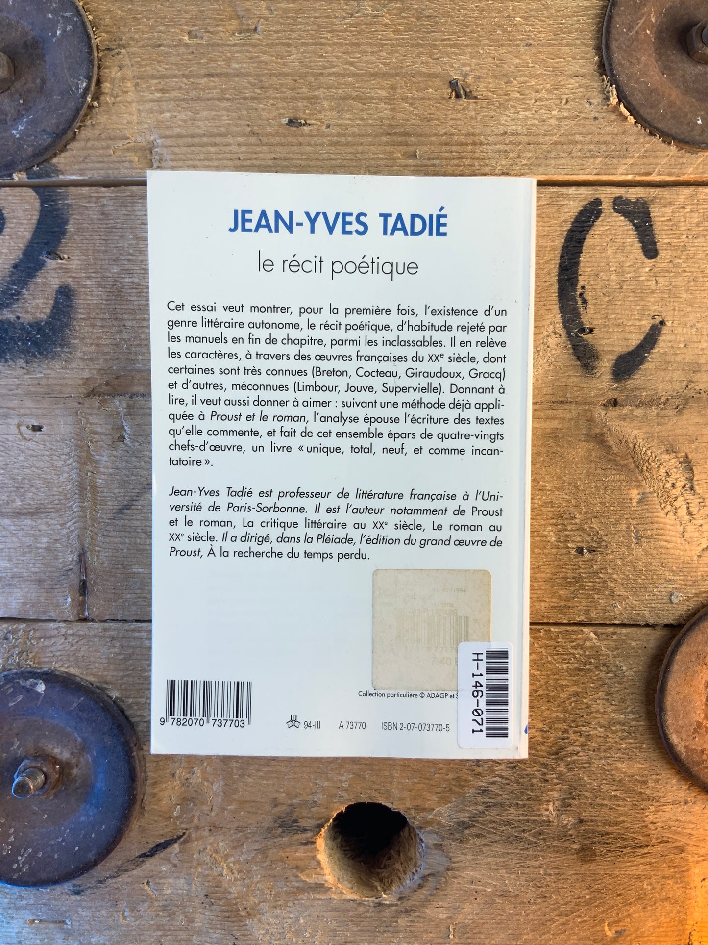 Le récit poétique - Jean-Yves Tadié