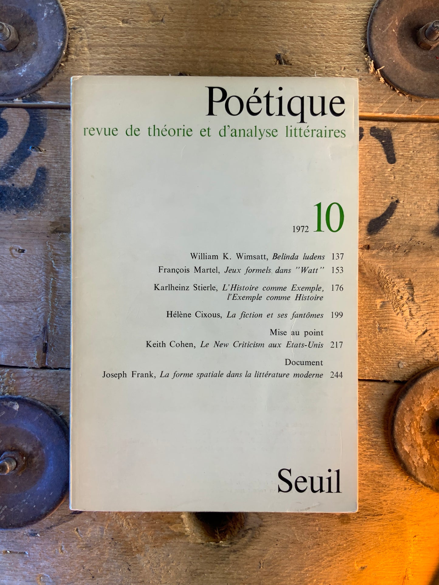 Poétique : revue de théorie et d’analyse littéraire 10 - 1972