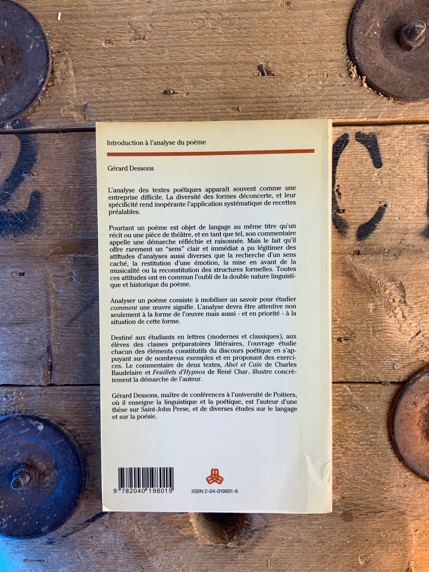 Introduction à l’analyse du Poème - Gérard Dessons