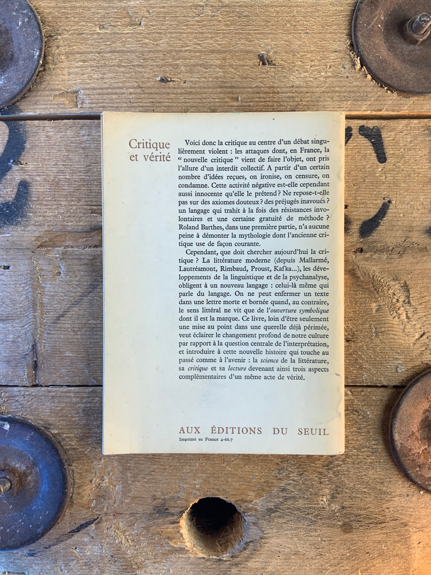 Critique et vérité - Roland Barthes