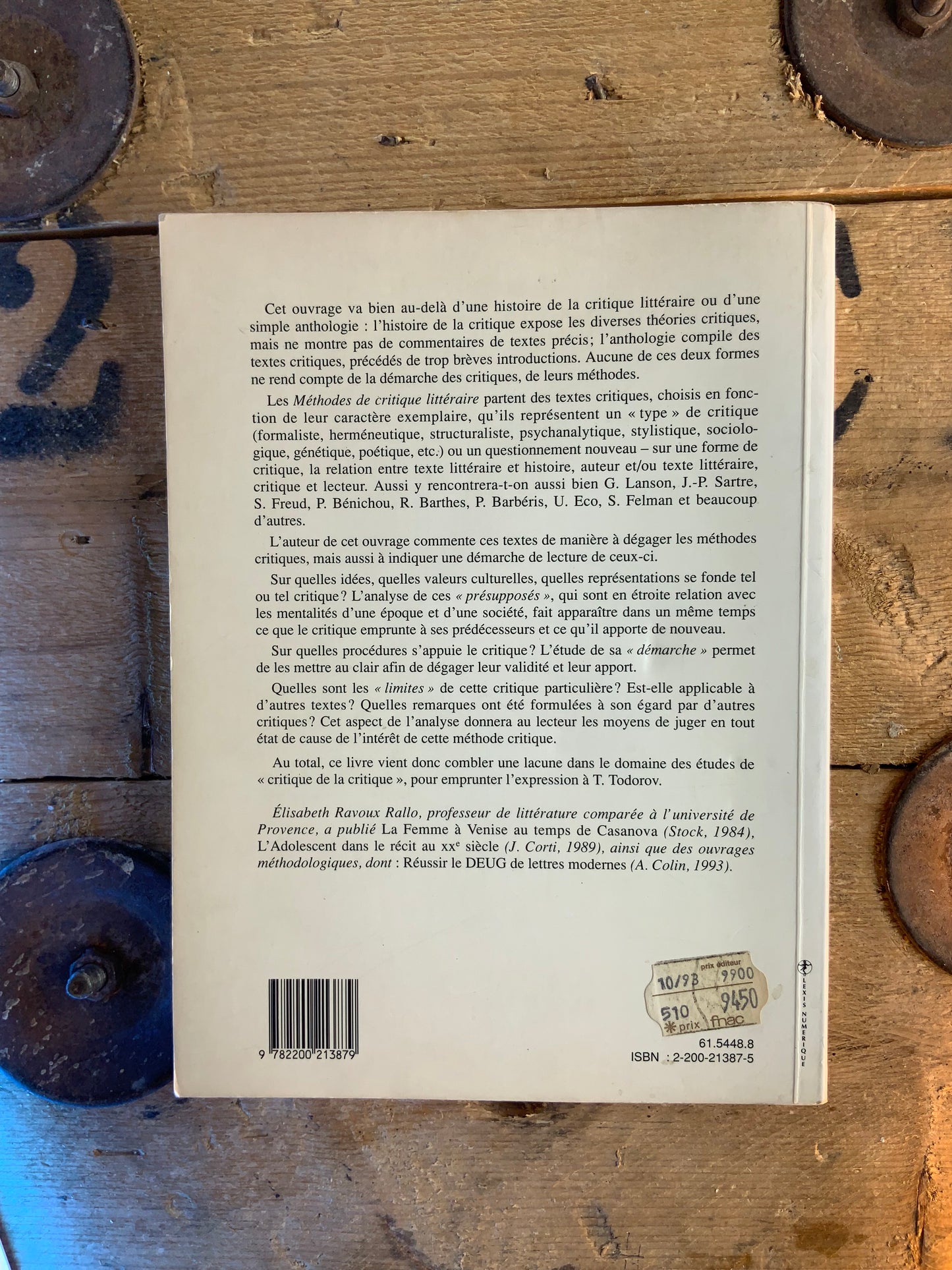 Méthodes de critique littéraire - Élisabeth Ravoux Rallo