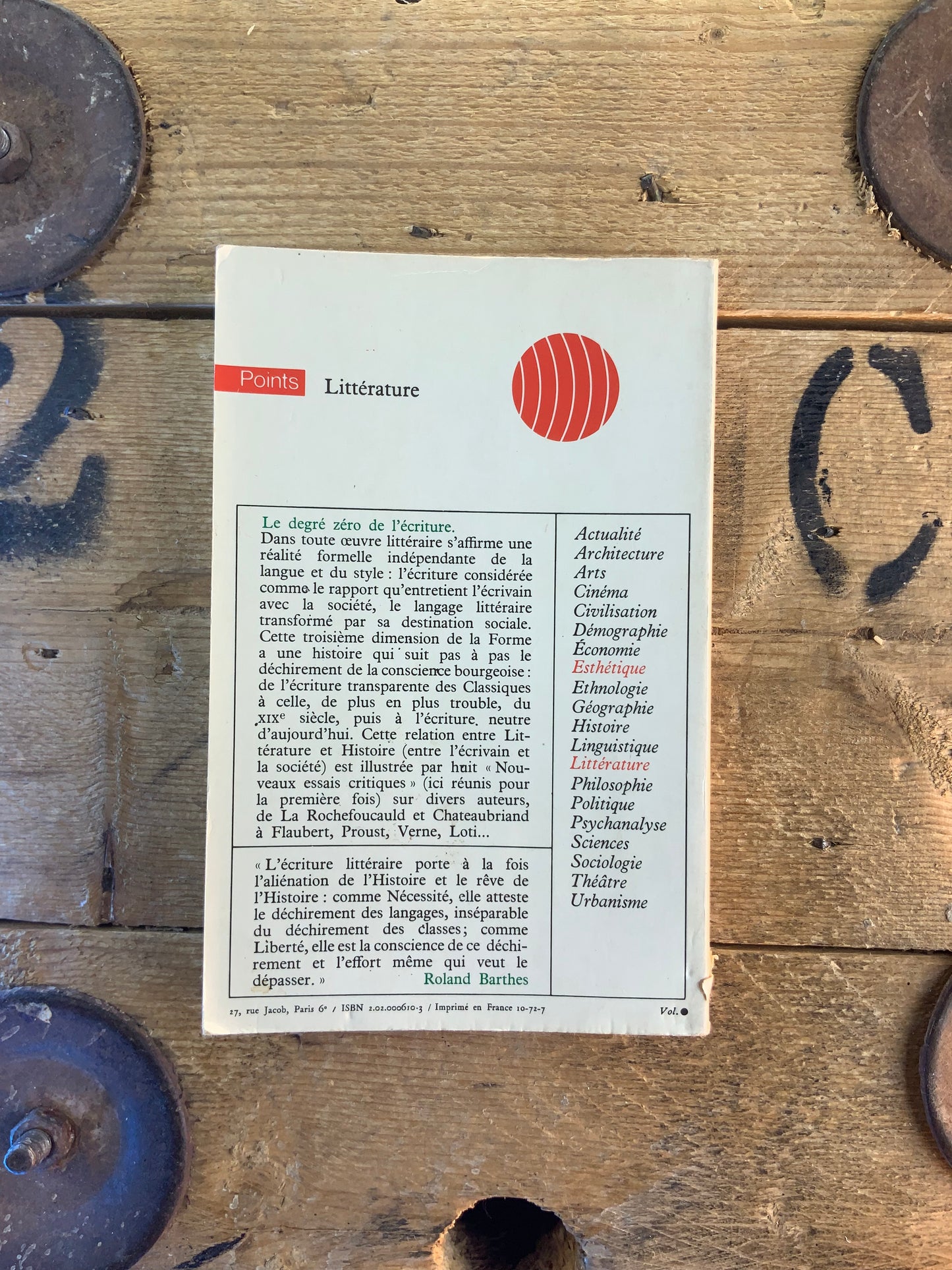 Le degré zéro de l’écriture, suivi de Nouveaux essais critiques - Roland Barthes
