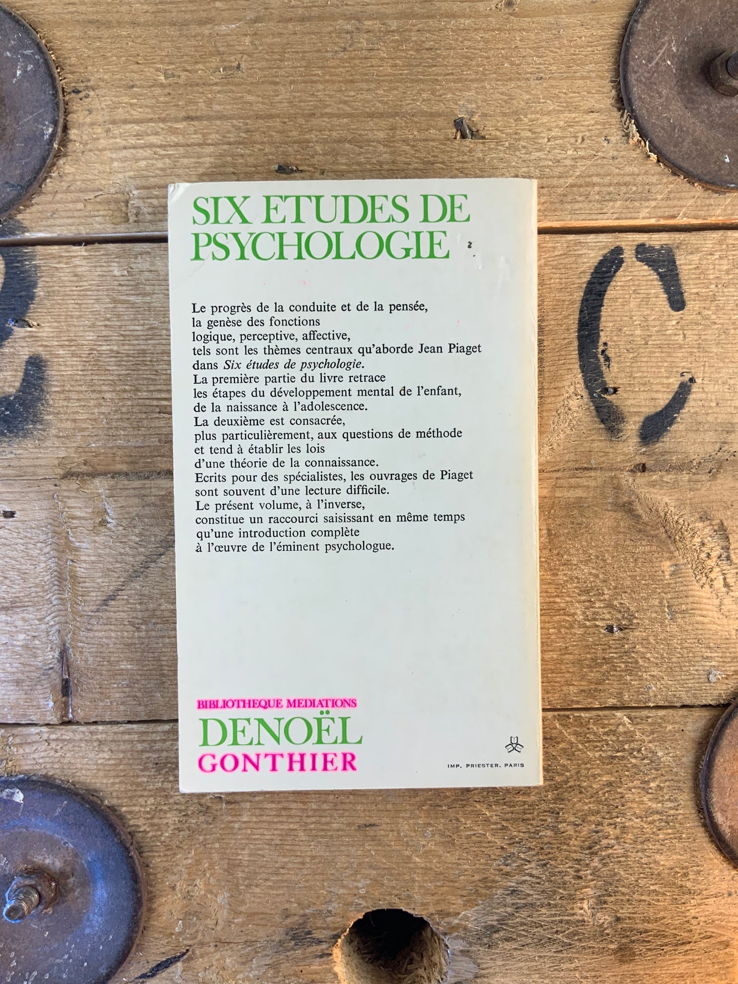 Six études de psychologie - Jean Piaget