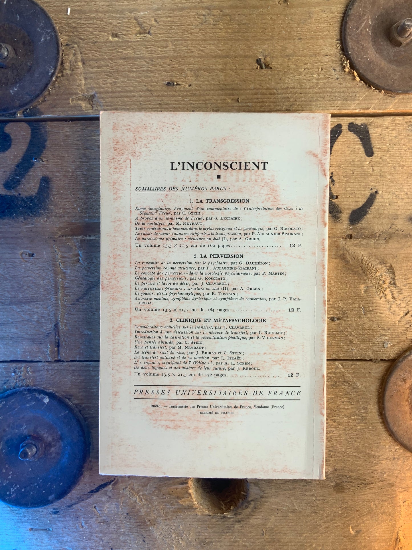 L’inconscient - revue de psychanalyse numéro 4 : études critiques
