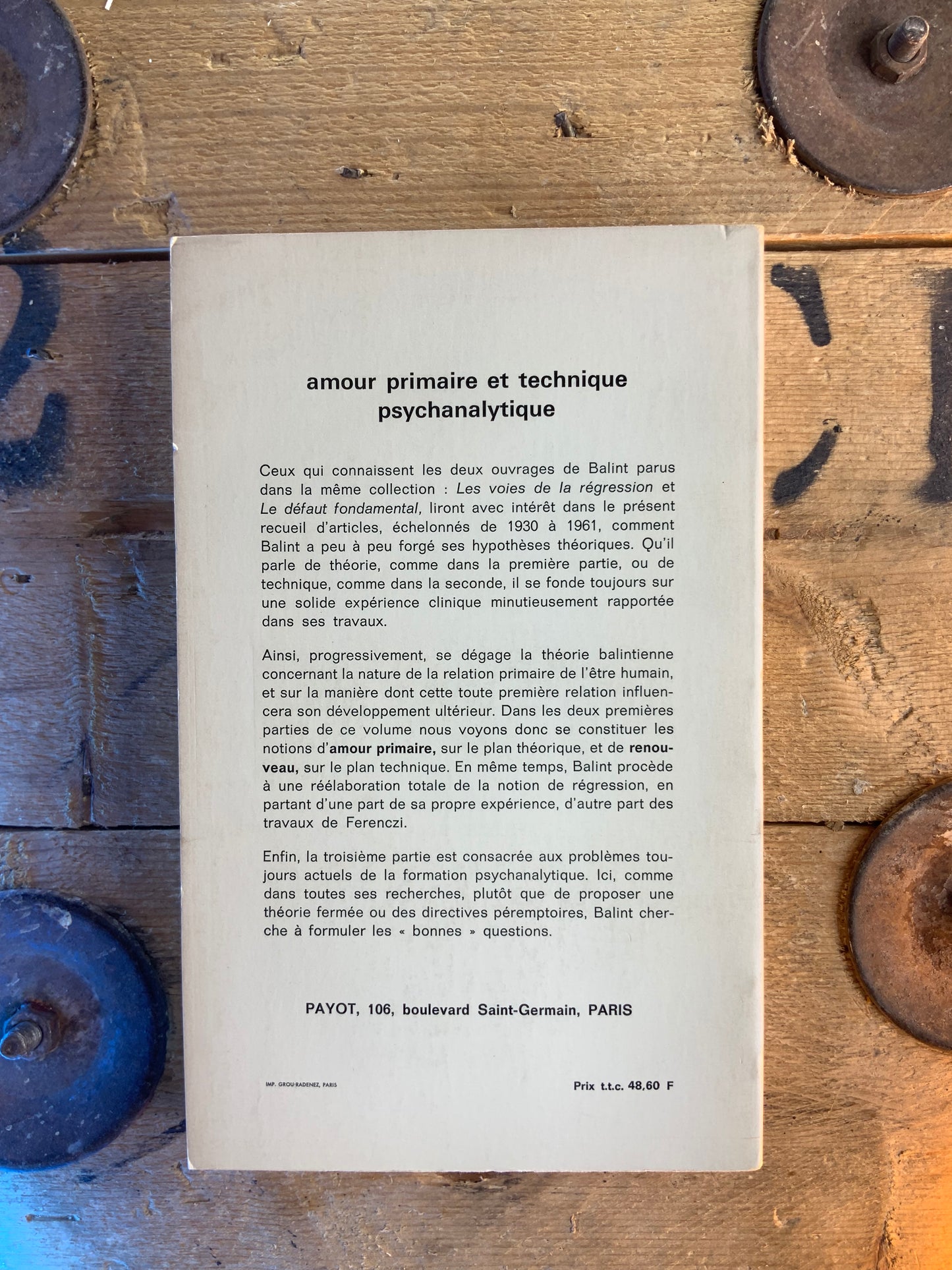 Amour primaire et technique psychanalytique - Dr Michael Balint