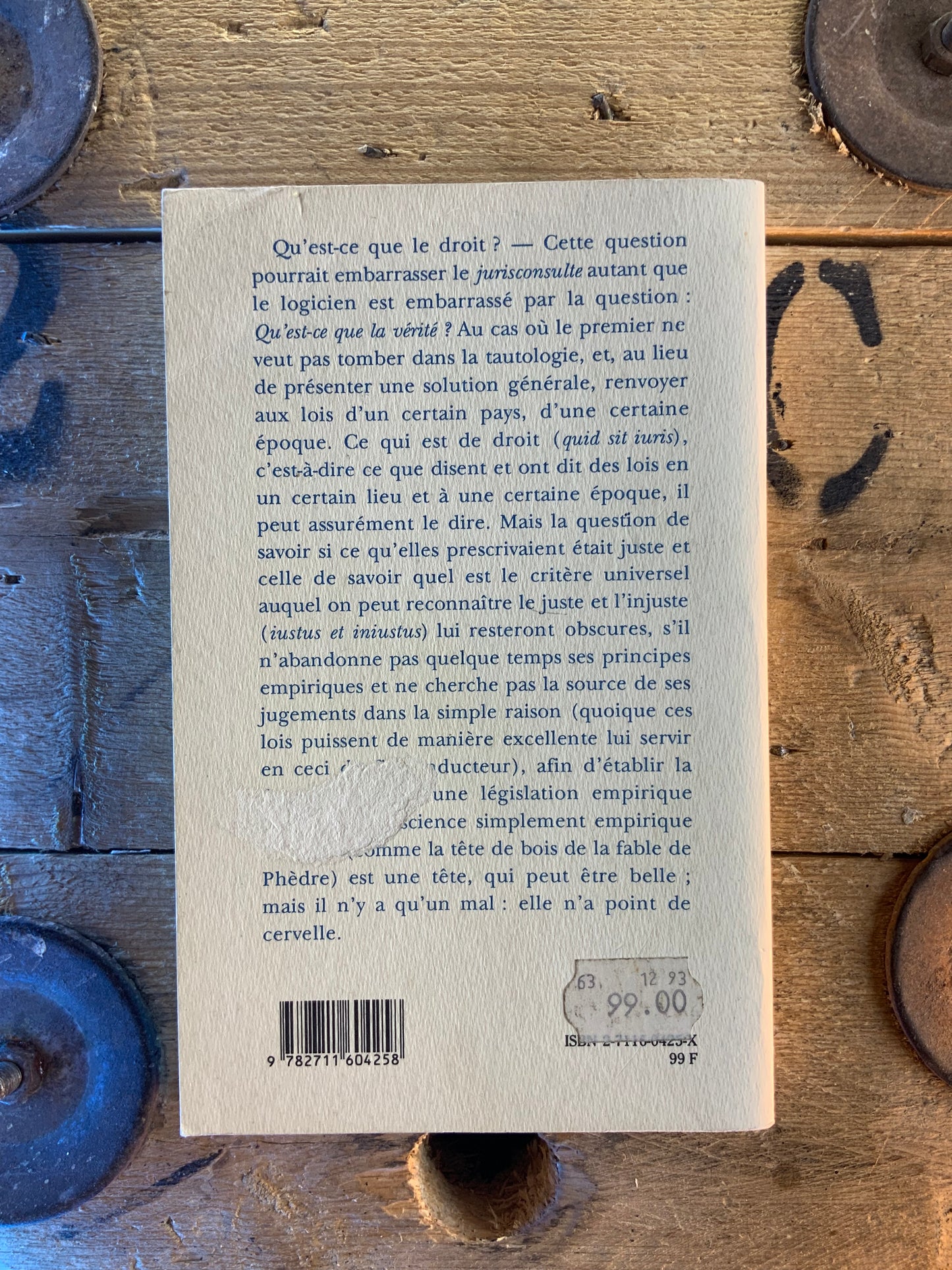 Métaphysique des mœurs : doctrine du droit - Emmanuel Kant