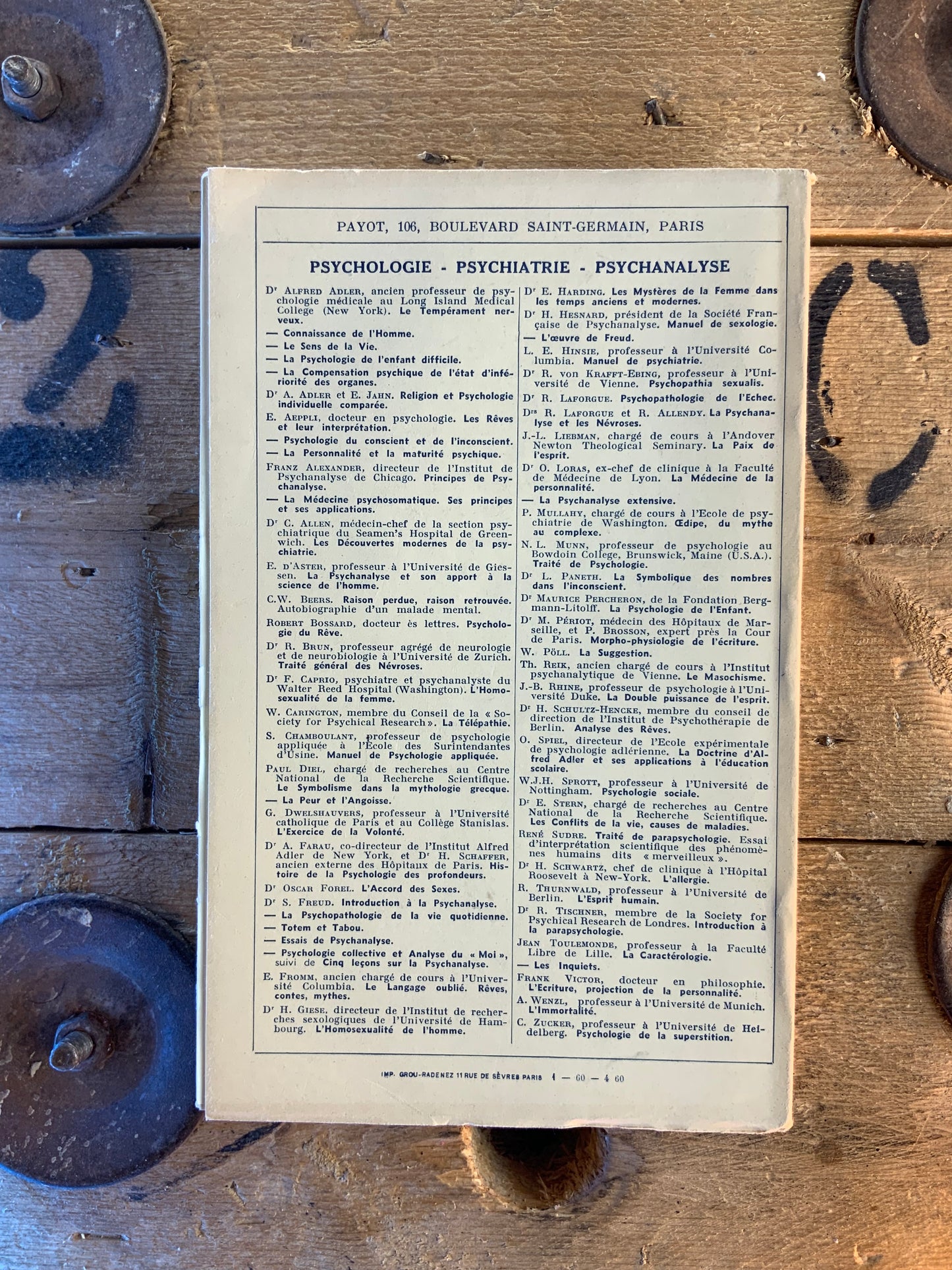 La psychologie des profondeurs : des origines à nos jours - A. Farau et H. Schaffer