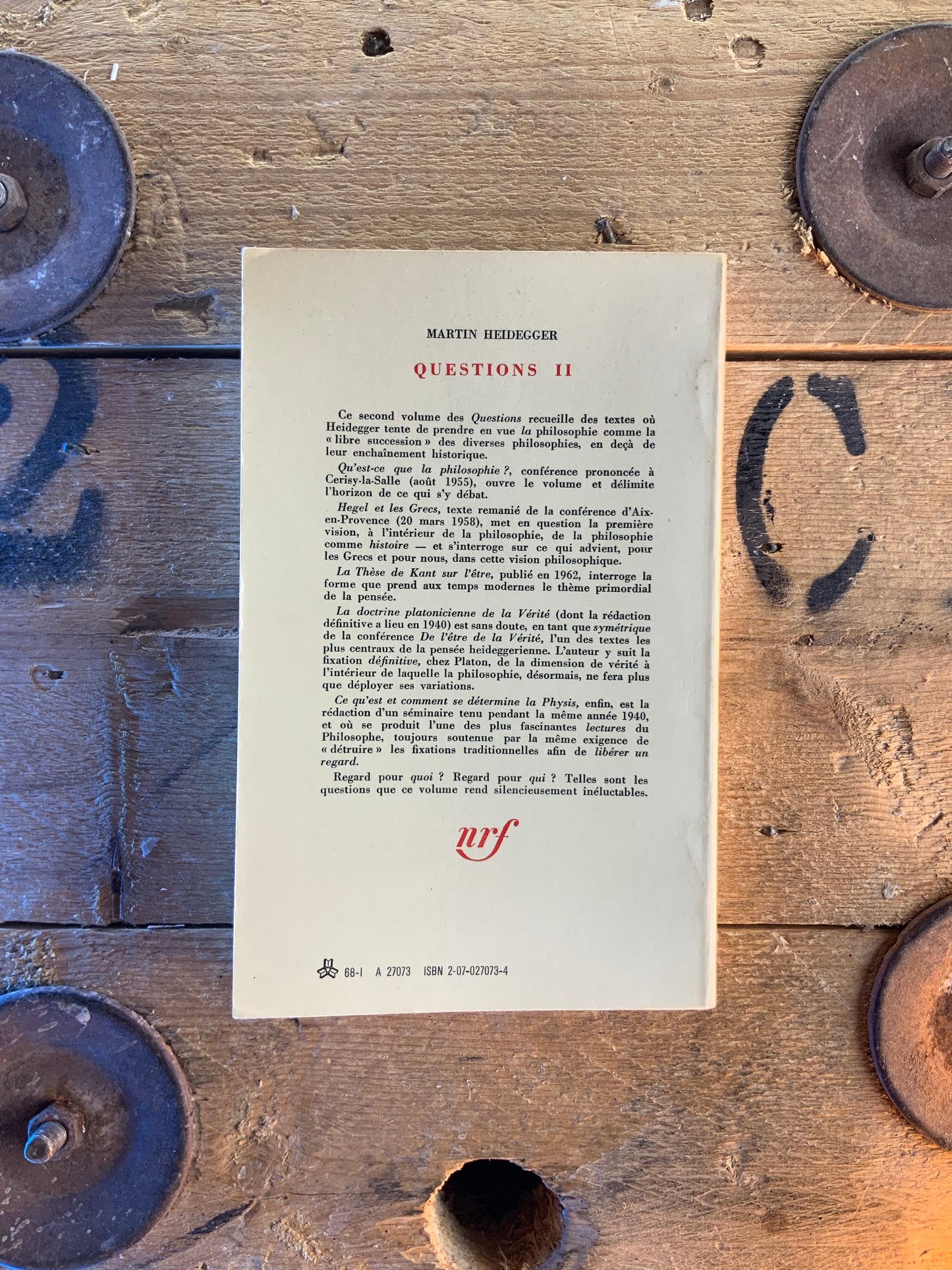 Questions II - Martin Heidegger