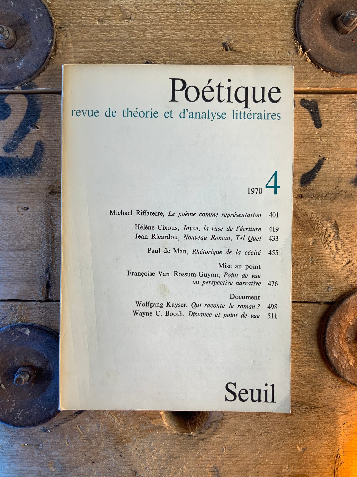 Poétique : revue de théorie et d’analyse littéraire 4 - 1970