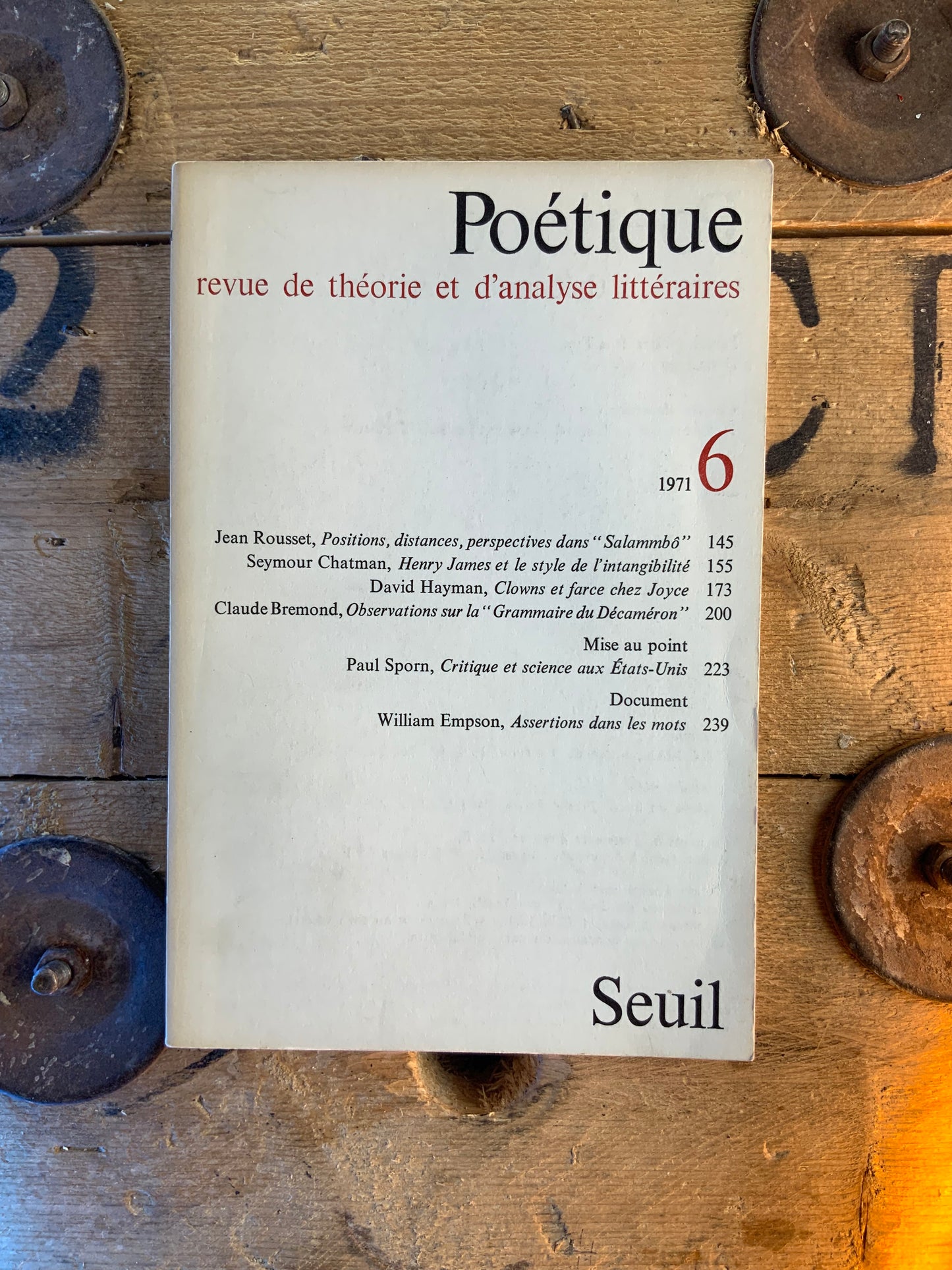 Poétique : revue de théorie et d’analyse littéraire 6 - 1971