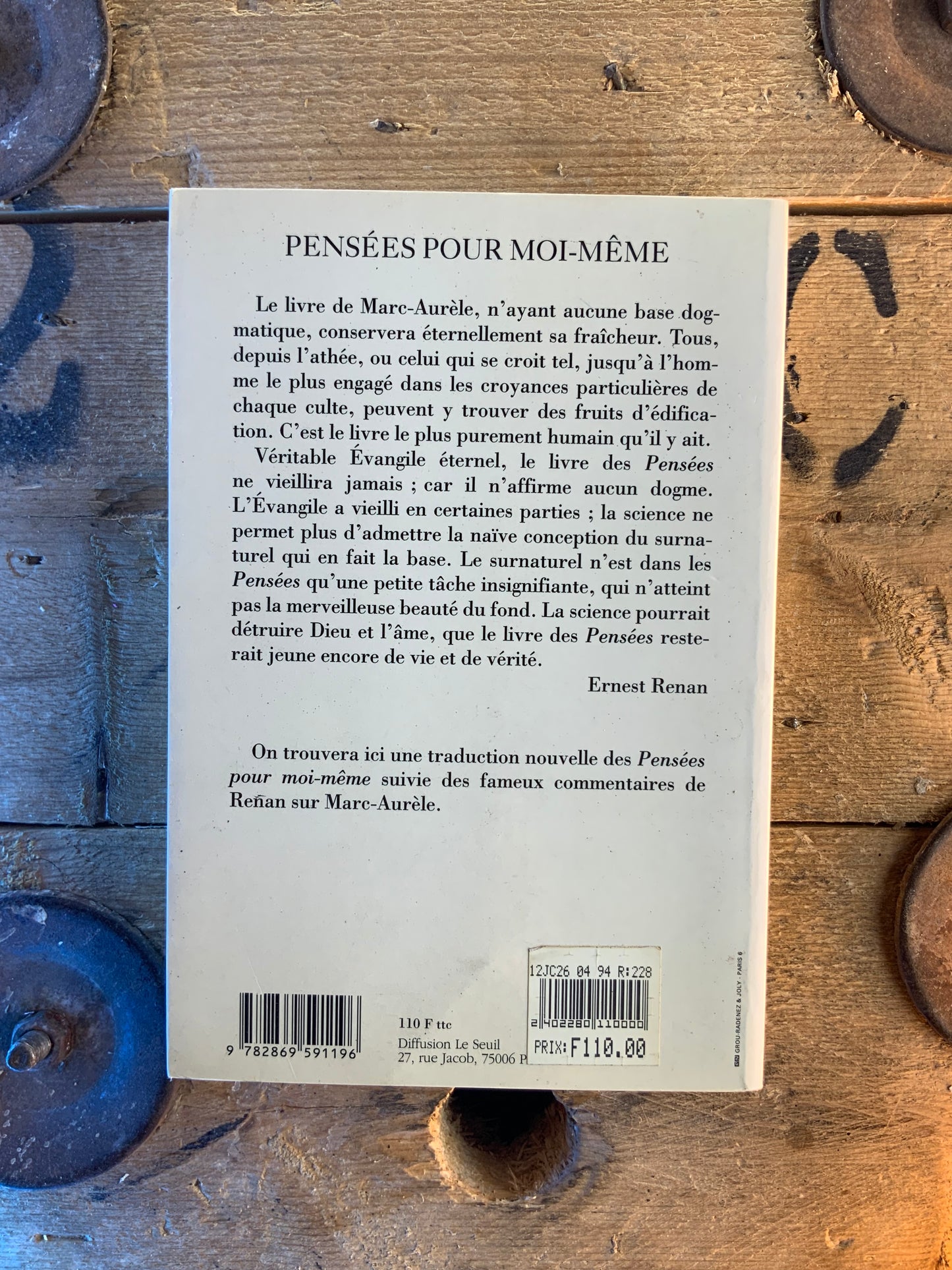 Pensées pour moi-même - Marc Aurèle . suivi de « Marc Aurèle » d’Ernest Renan