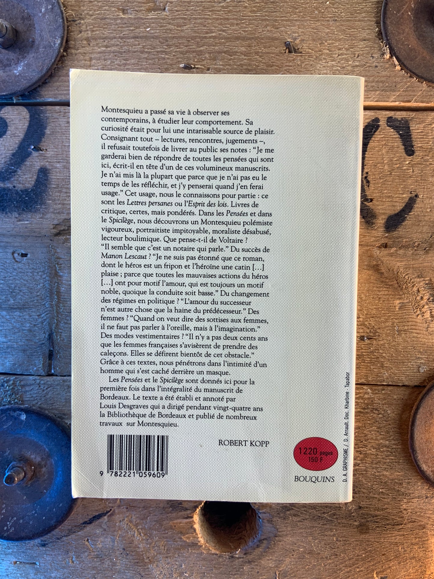Pensées . Le Spicilège - Montesquieu