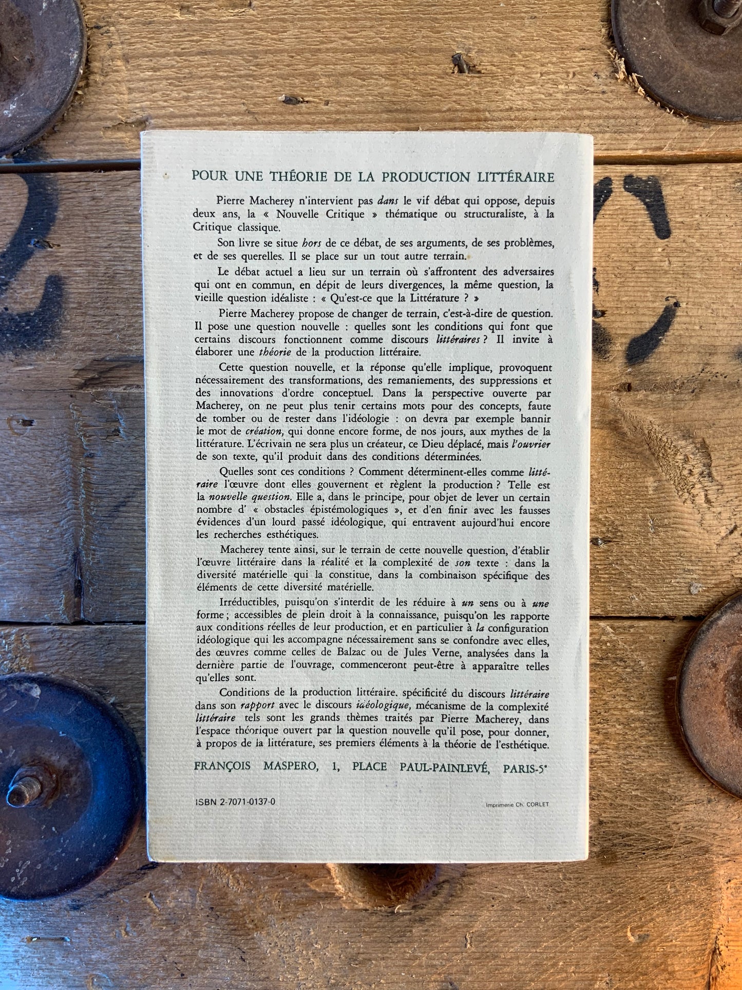Pour une théorie de la production littéraire - Pierre Macherey