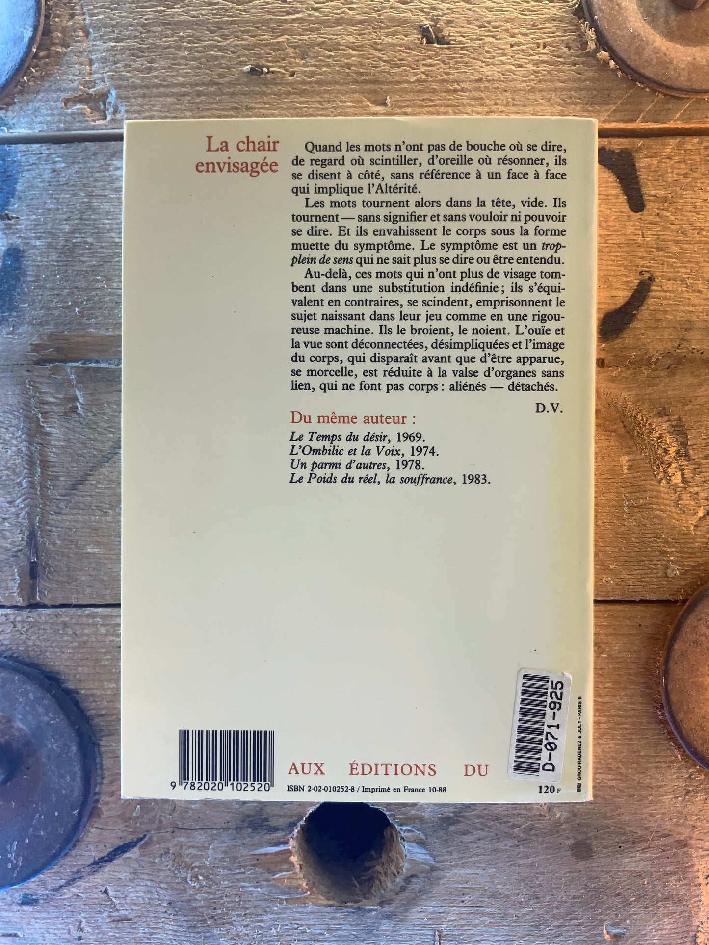 La chair envisagée : la génération symbolique - Denis Vasse