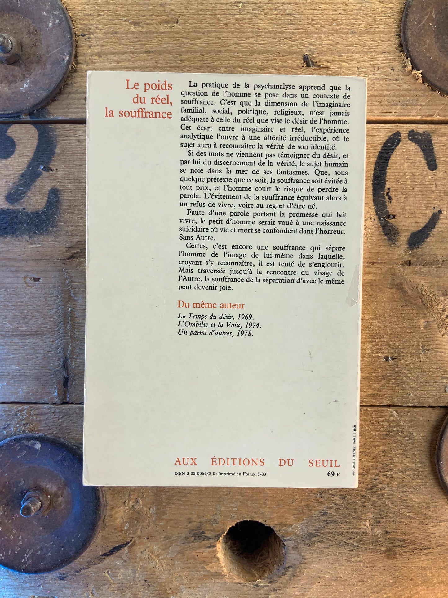 Le poids du réel, la souffrance - Denis Vasse