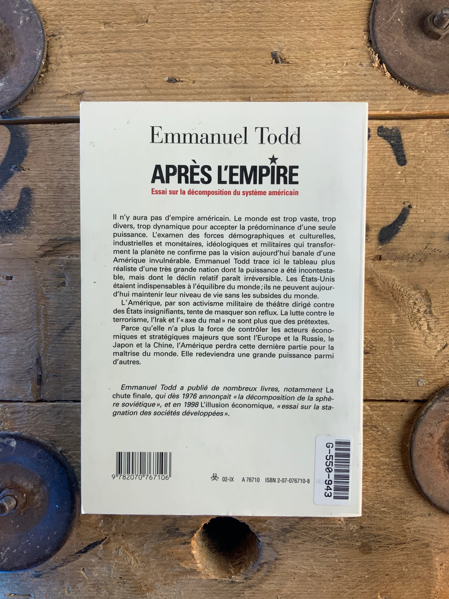 Après l’empire : essai sur la décomposition du système américain - Emmanuel Todd