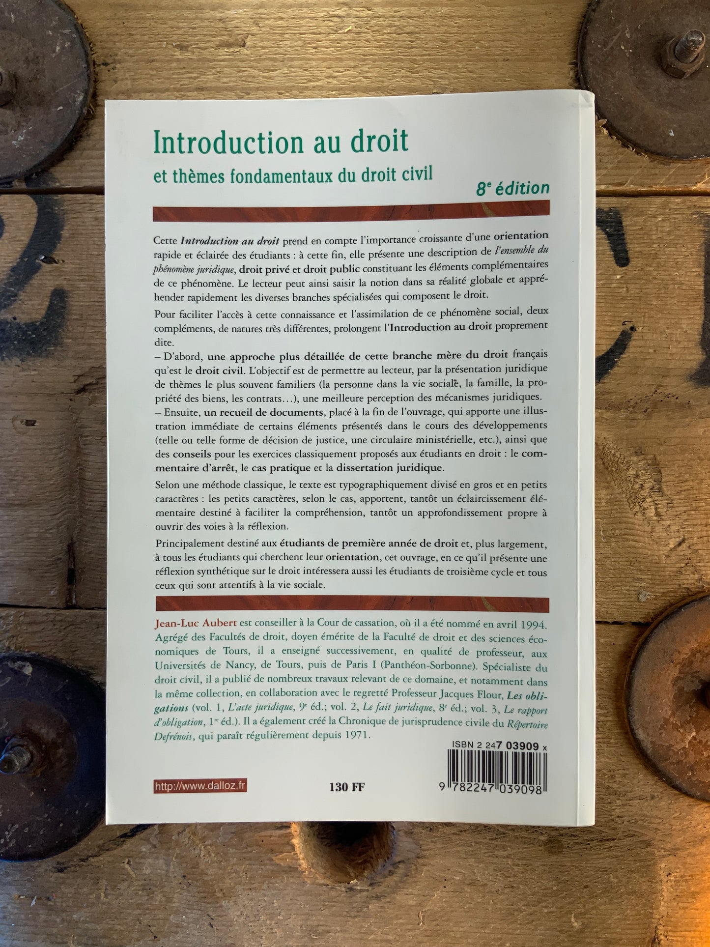 Introduction au droit et thèmes fondamentales du droit civil - Jean-Luc Aubert