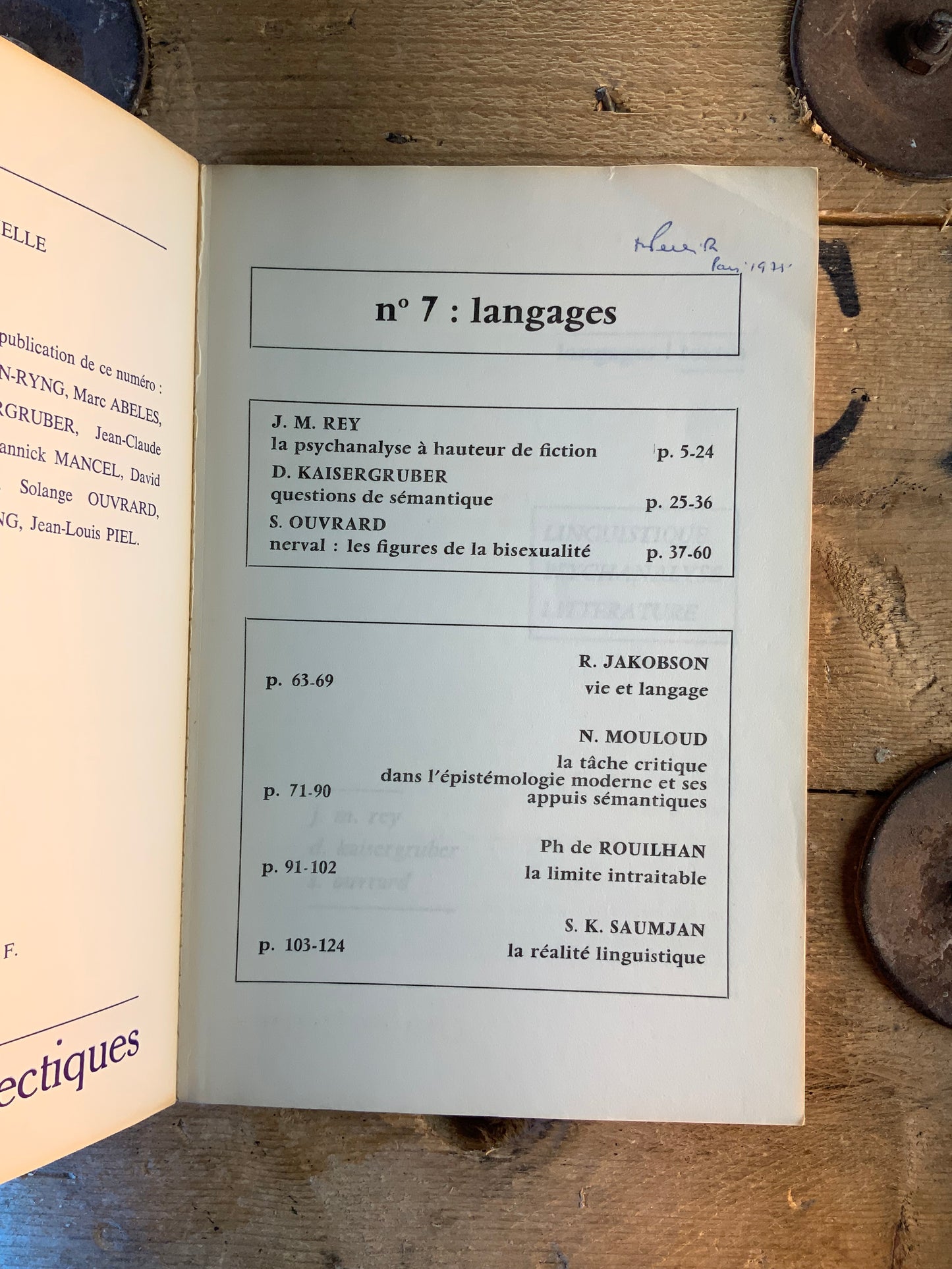 Langagues numéro 7 [ Revue Dialectiques ]