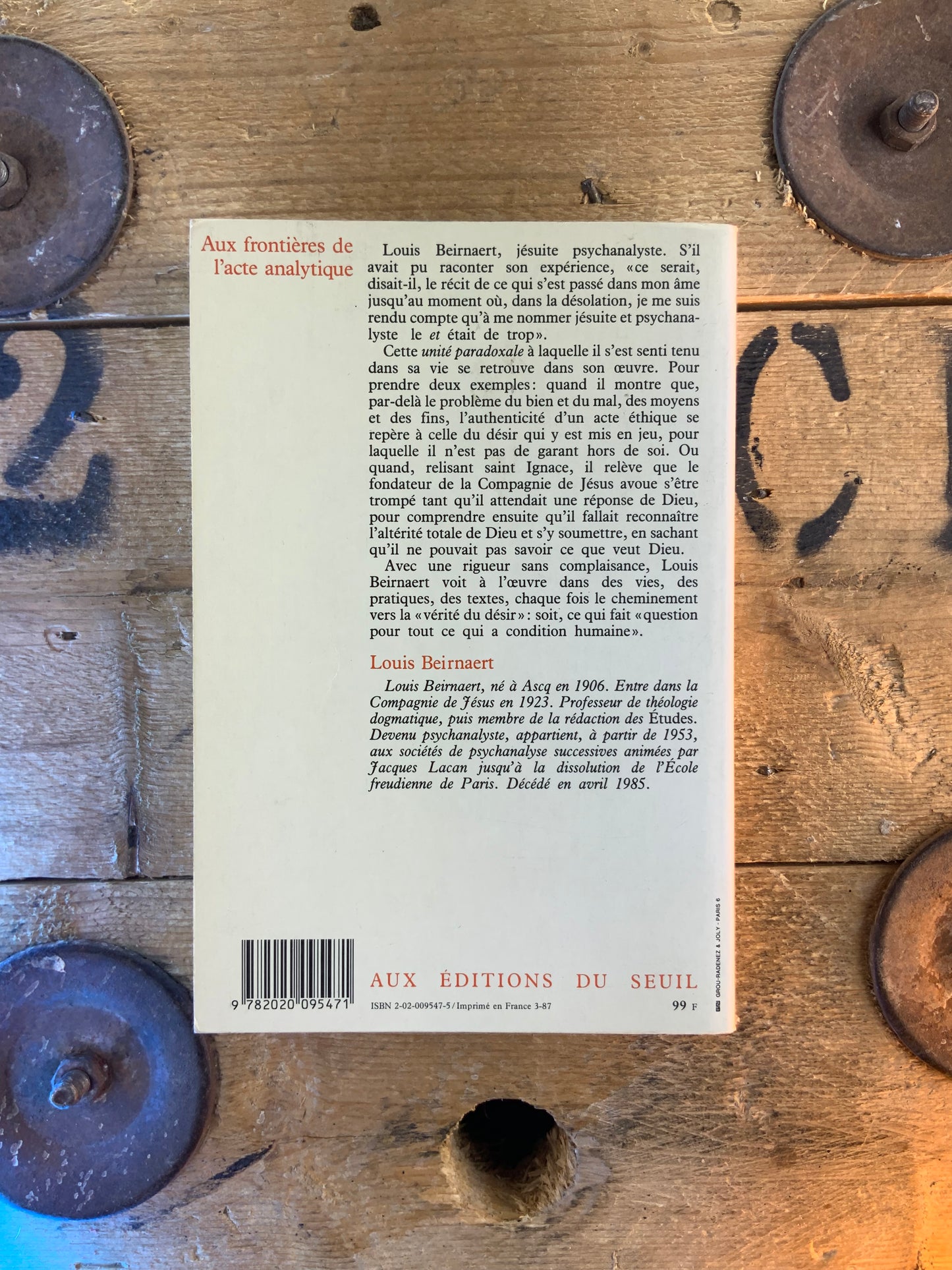 Aux frontières de l’acte analytique : La Bible, Saint Ignace, Freud et Lacan - Louis Beirnaert