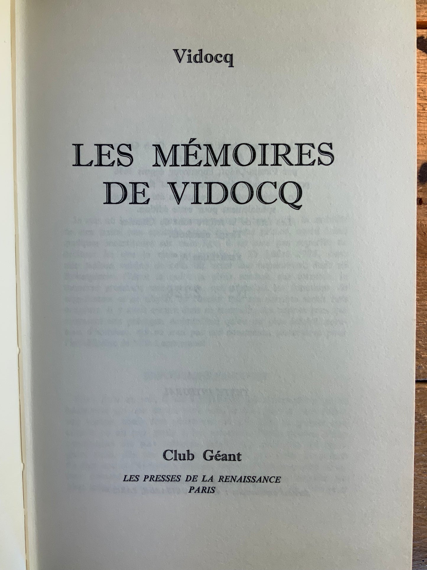 Les mémoires de Vidocq