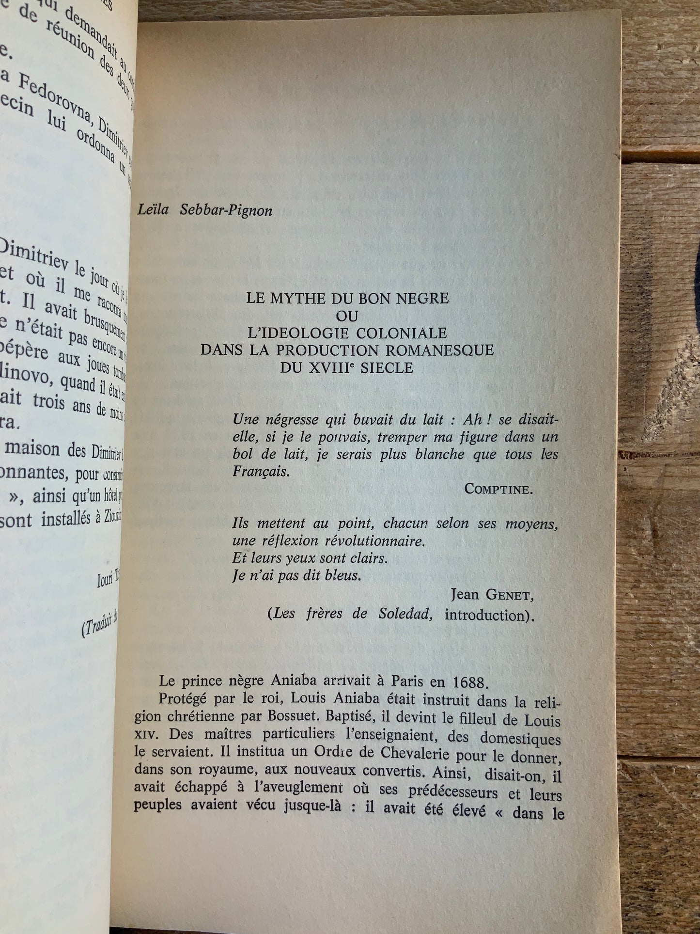 Un échange à Moscou - Youri Trifonov | Le mythe du bon nègre dans la littérature du XVIIIe siècle - Leila-Sebbar Pignon [ Les Temps Modernes ] - Juillet 1974 - n° 336