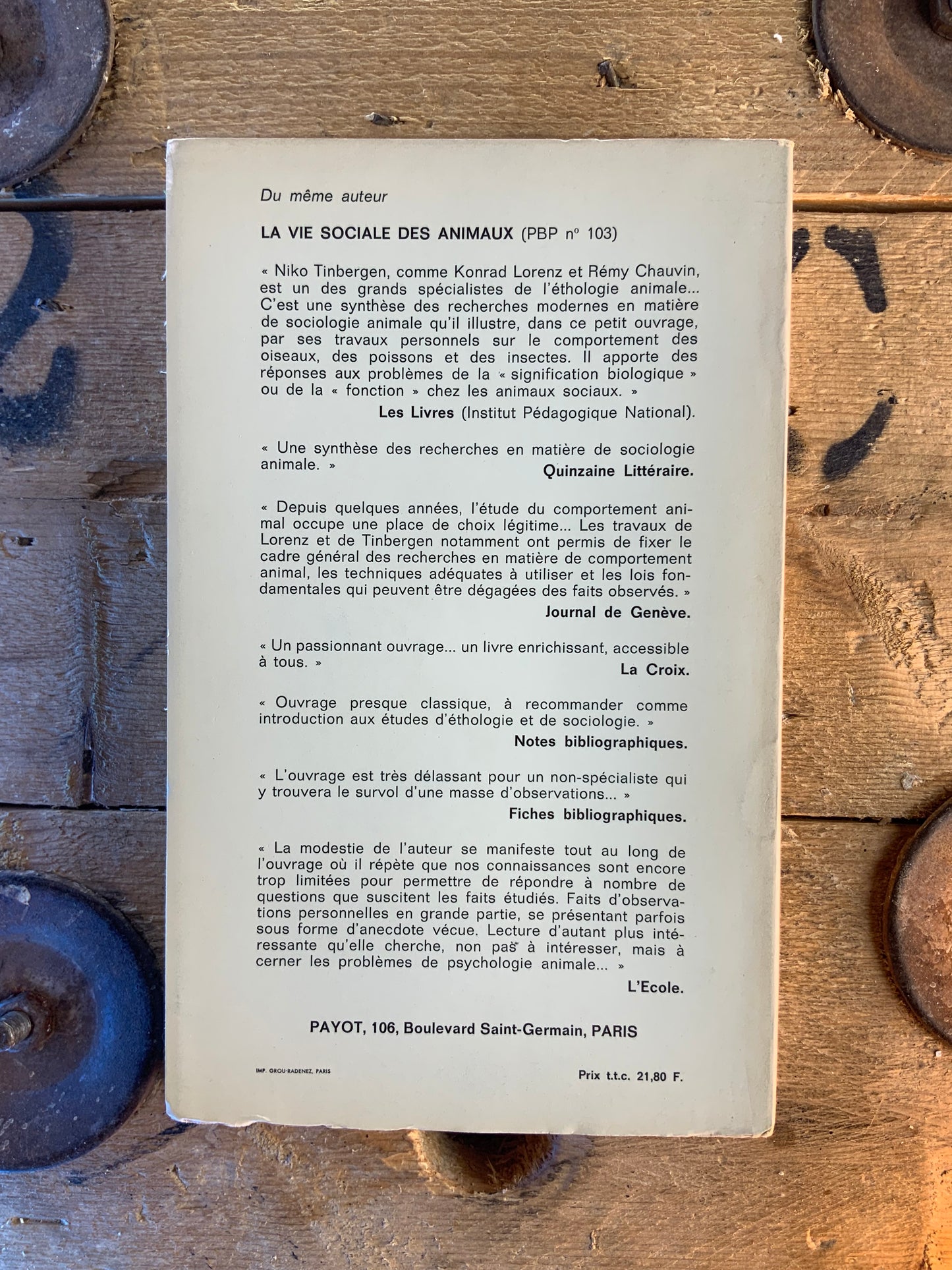 L’étude de l’instinct - N. Tinbergen
