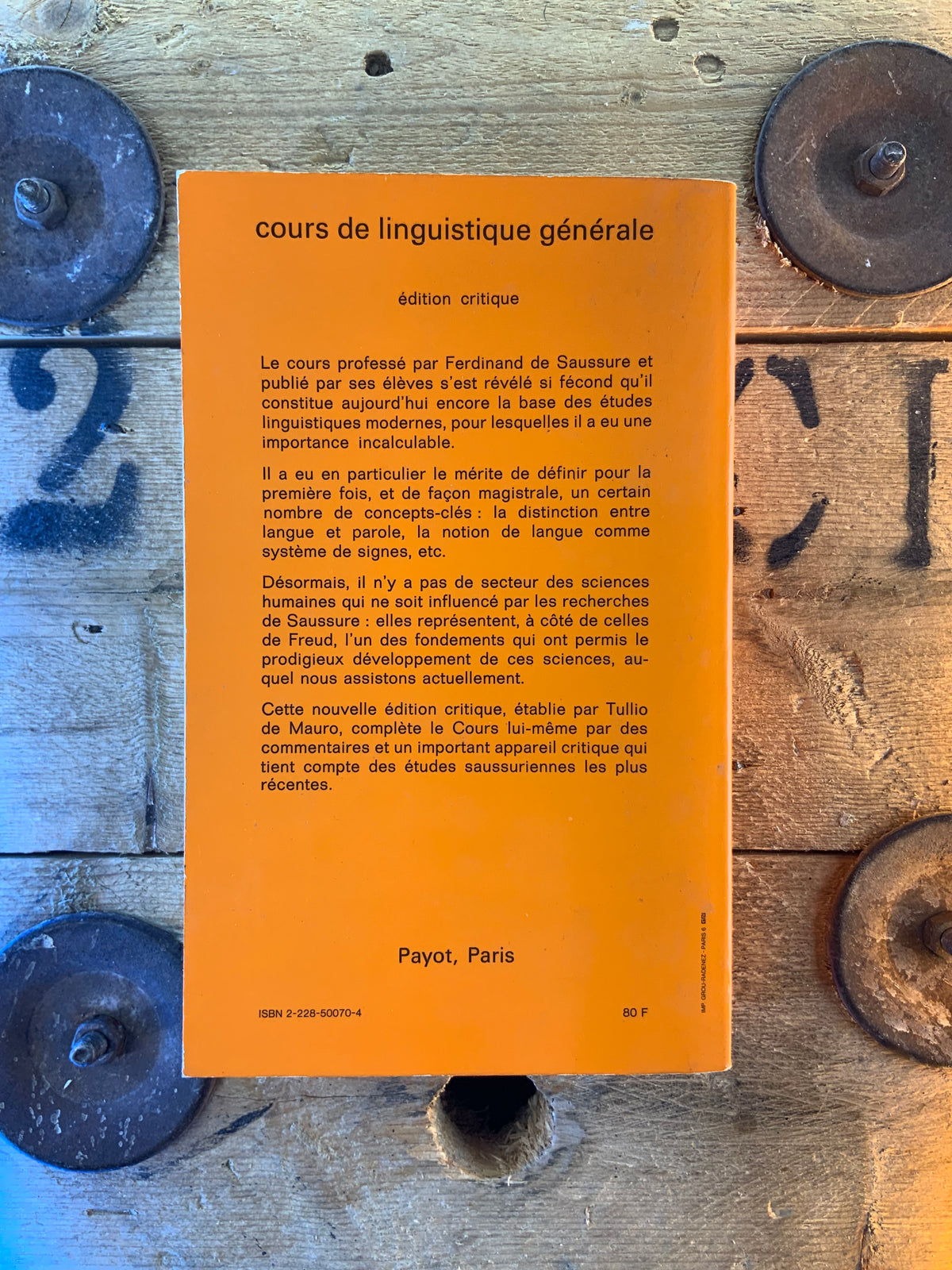 Cours de linguistique générale - Ferdinand de Saussure