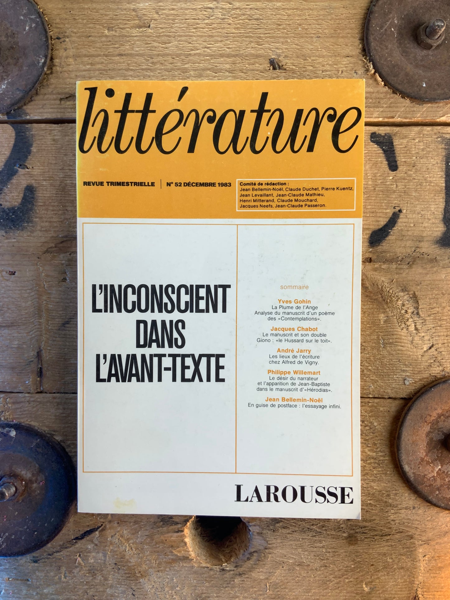 L’inconscient dans l’avant-texte [ Revue Littérature ] - Décembre 1983 - n° 52